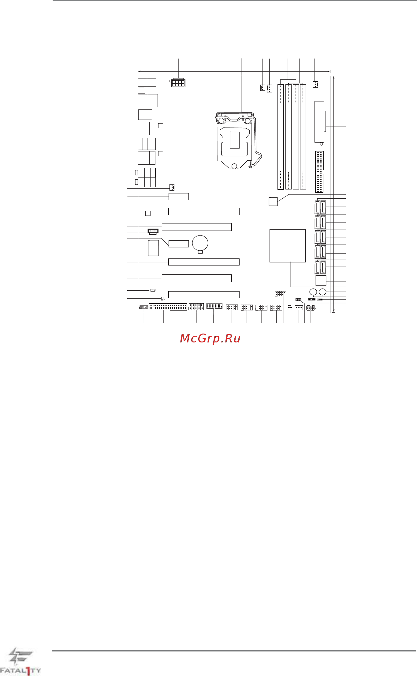 ASRock Fatal1ty P67 Professional [16/83] Motherboard layout