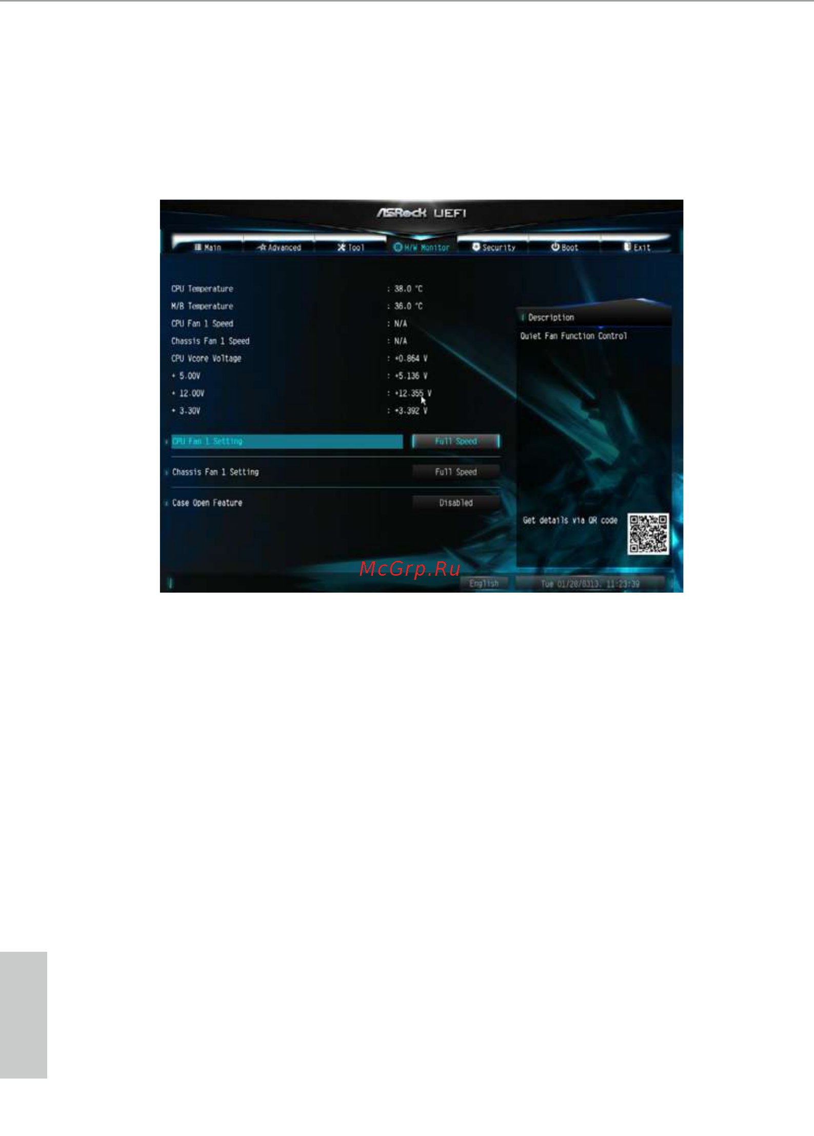 ASRock J3355M [45/51] Hardware health event monitoring screen