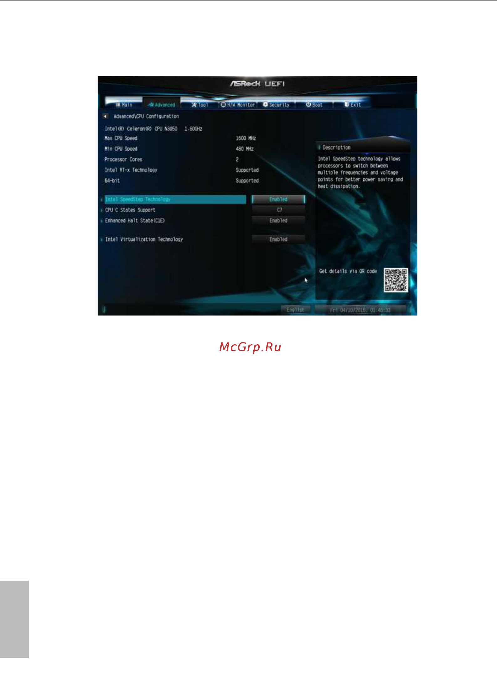 ASRock N3150B-ITX [37/55] Cpu coniguration
