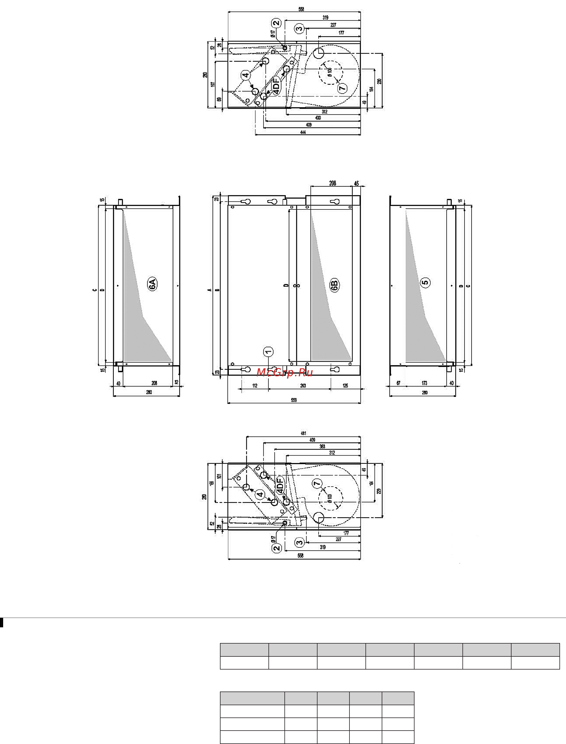 Daikin FWD06ACFN6V3 Размерные чертежи онлайн