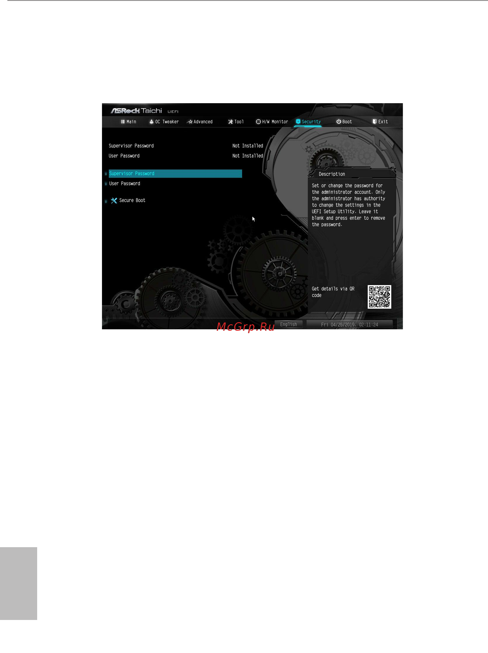 ASRock X570 Taichi [103/109] Security screen