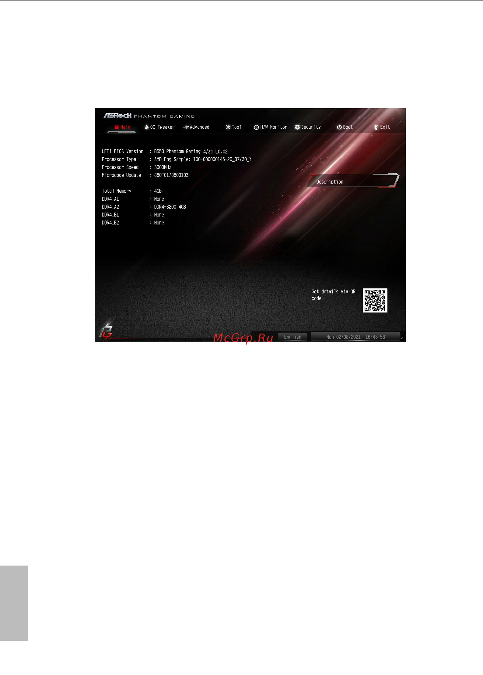 ASRock B550 Phantom Gaming 4/ac [64/90] Main screen