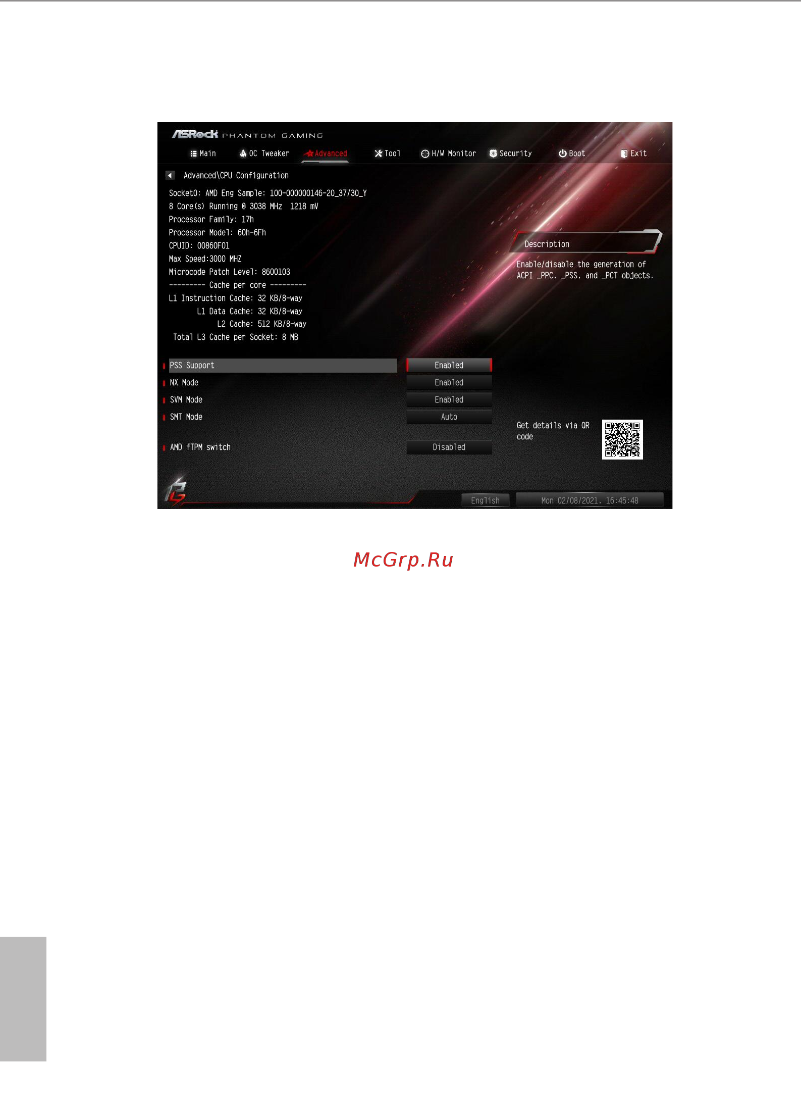 ASRock B550 Phantom Gaming 4/ac [70/90] Cpu configuration
