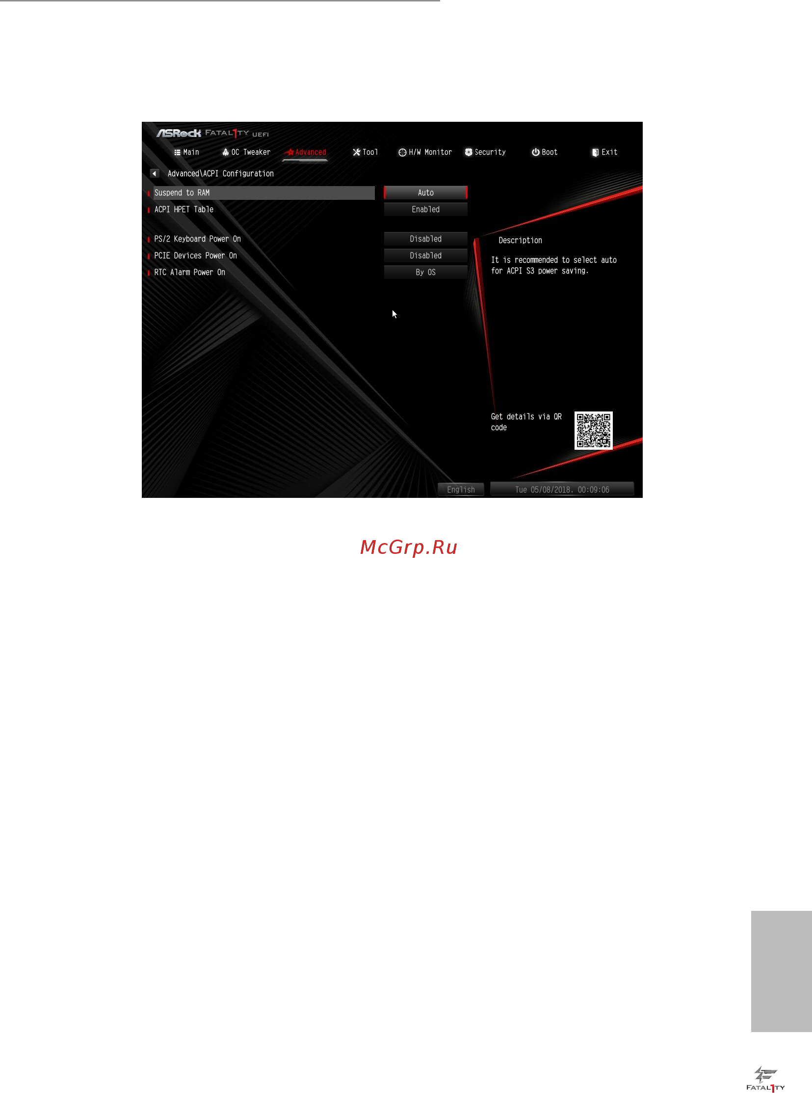 ASRock Fatal1ty B450 Gaming-ITX/ac [71/92] Acpi configuration