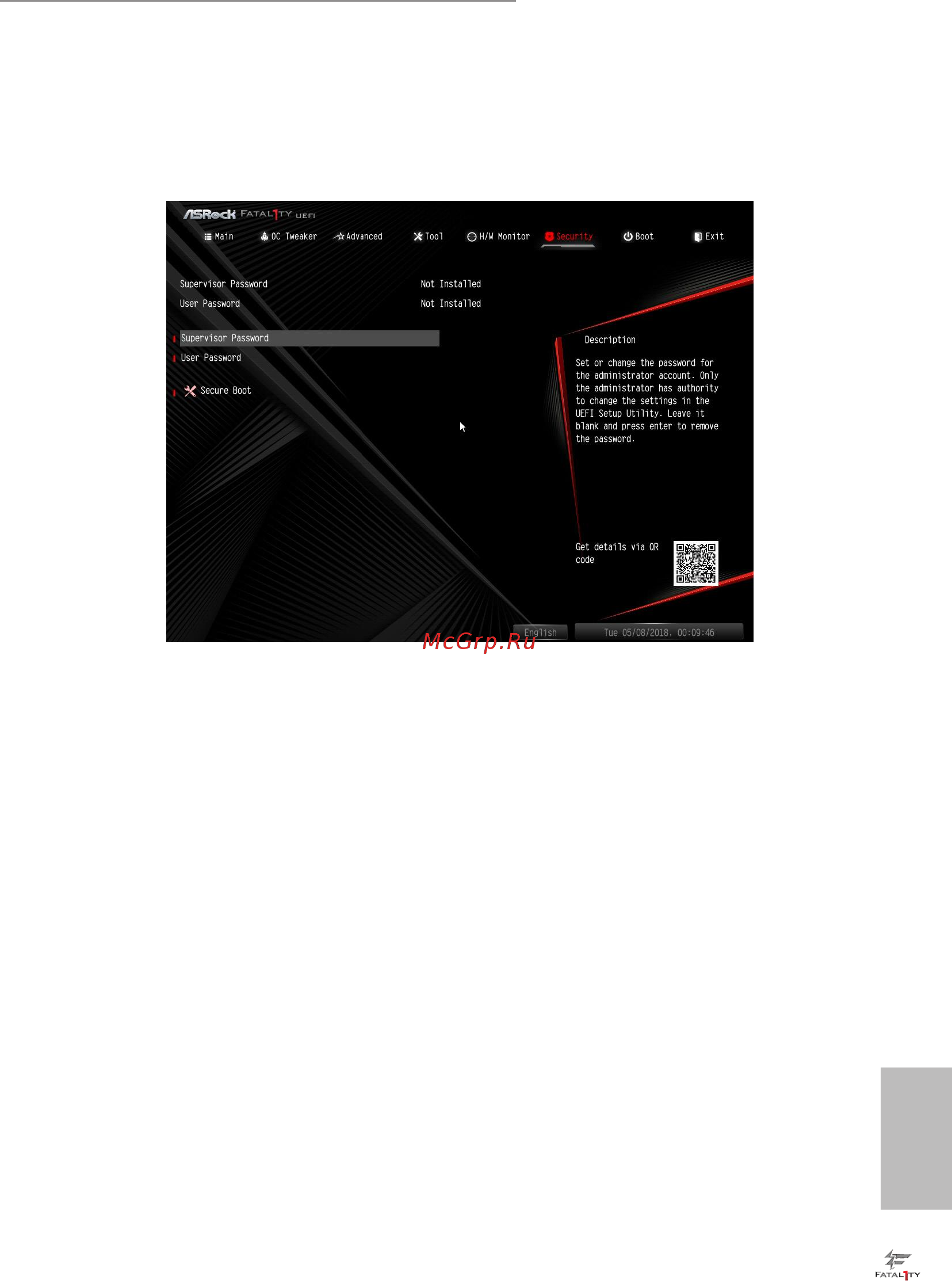 ASRock Fatal1ty B450 Gaming-ITX/ac [85/92] Security screen