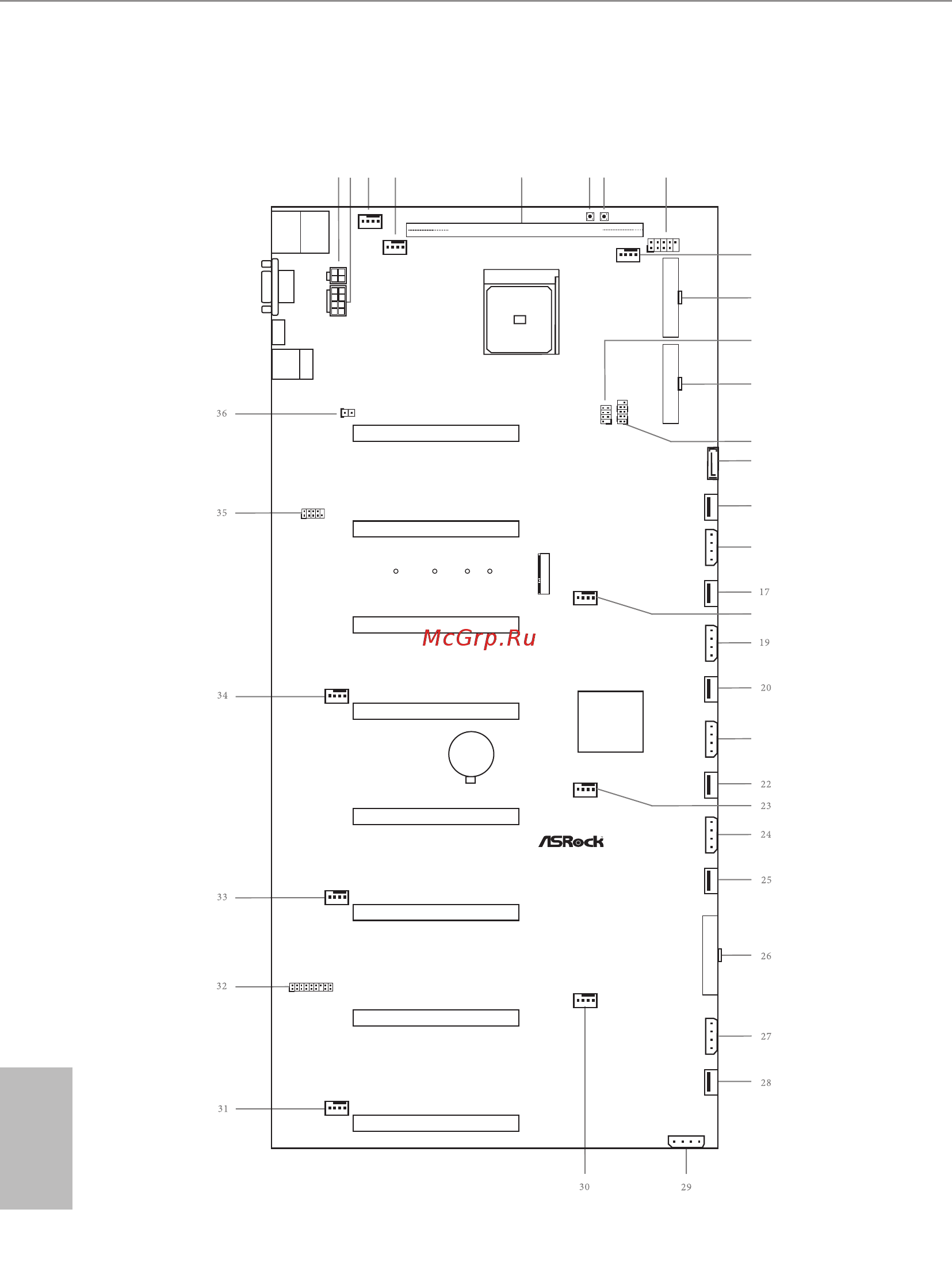 ASRock X370 Pro BTC+ [11/76] Motherboard layout