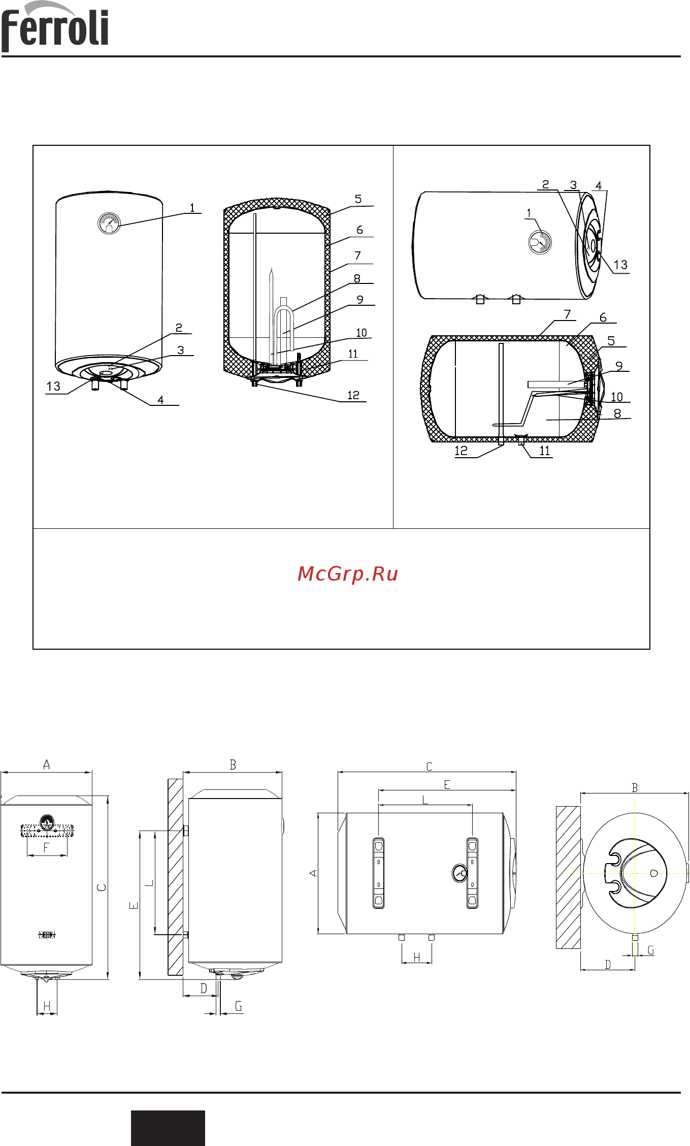Ferroli E-glasstech VBO 50 [4/12] Технические данные