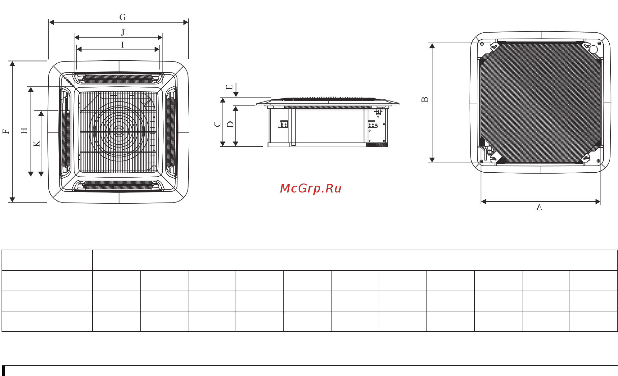 Daikin FWG08AATNMV1 Размерные чертежи онлайн