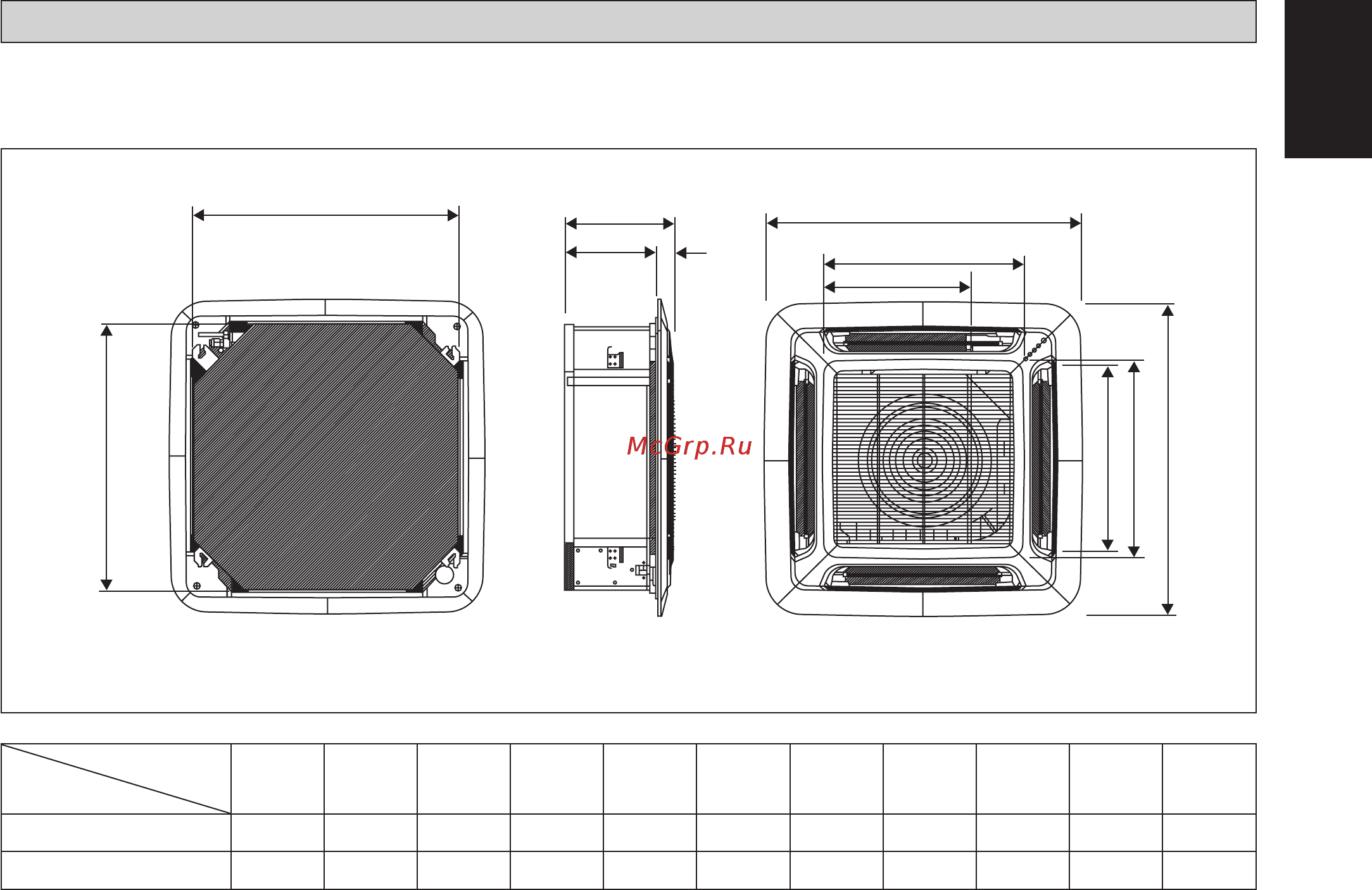 Daikin FWG05AATNMV1 [3/184] All dimensions are in nun