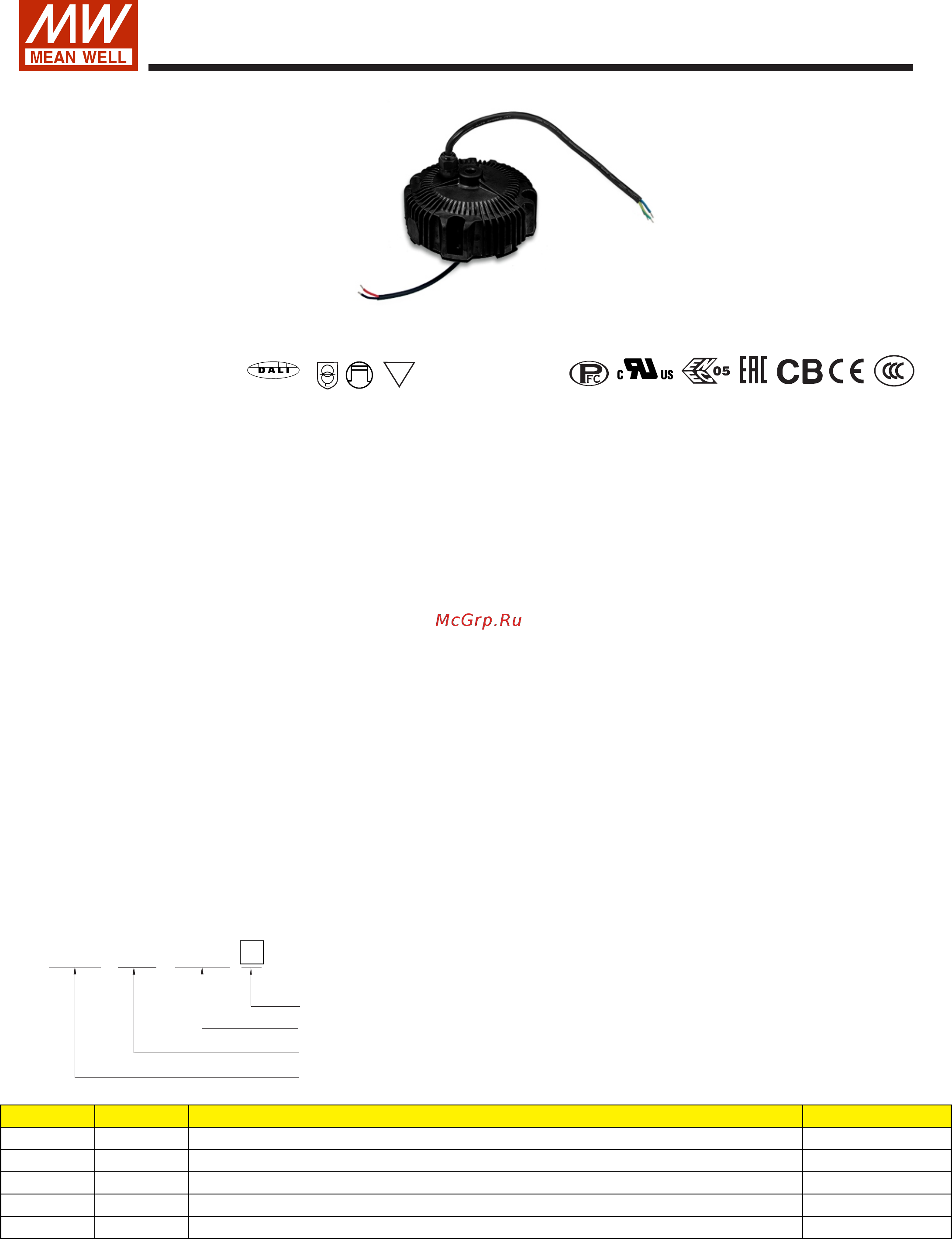 MEAN WELL HBG-200-60DA Datasheet онлайн