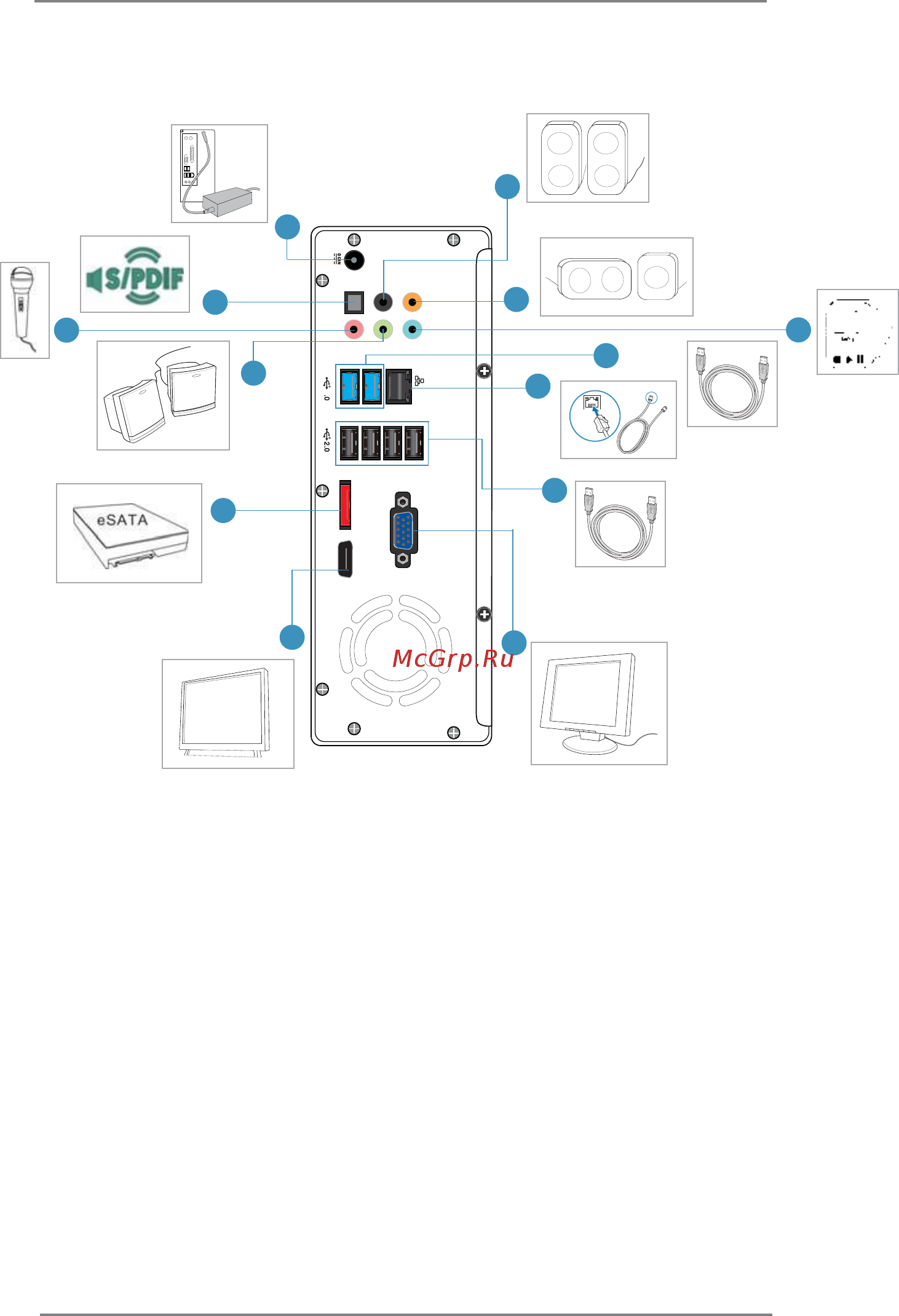ASRock Core 100HT [11/54] Rear panel connectinos
