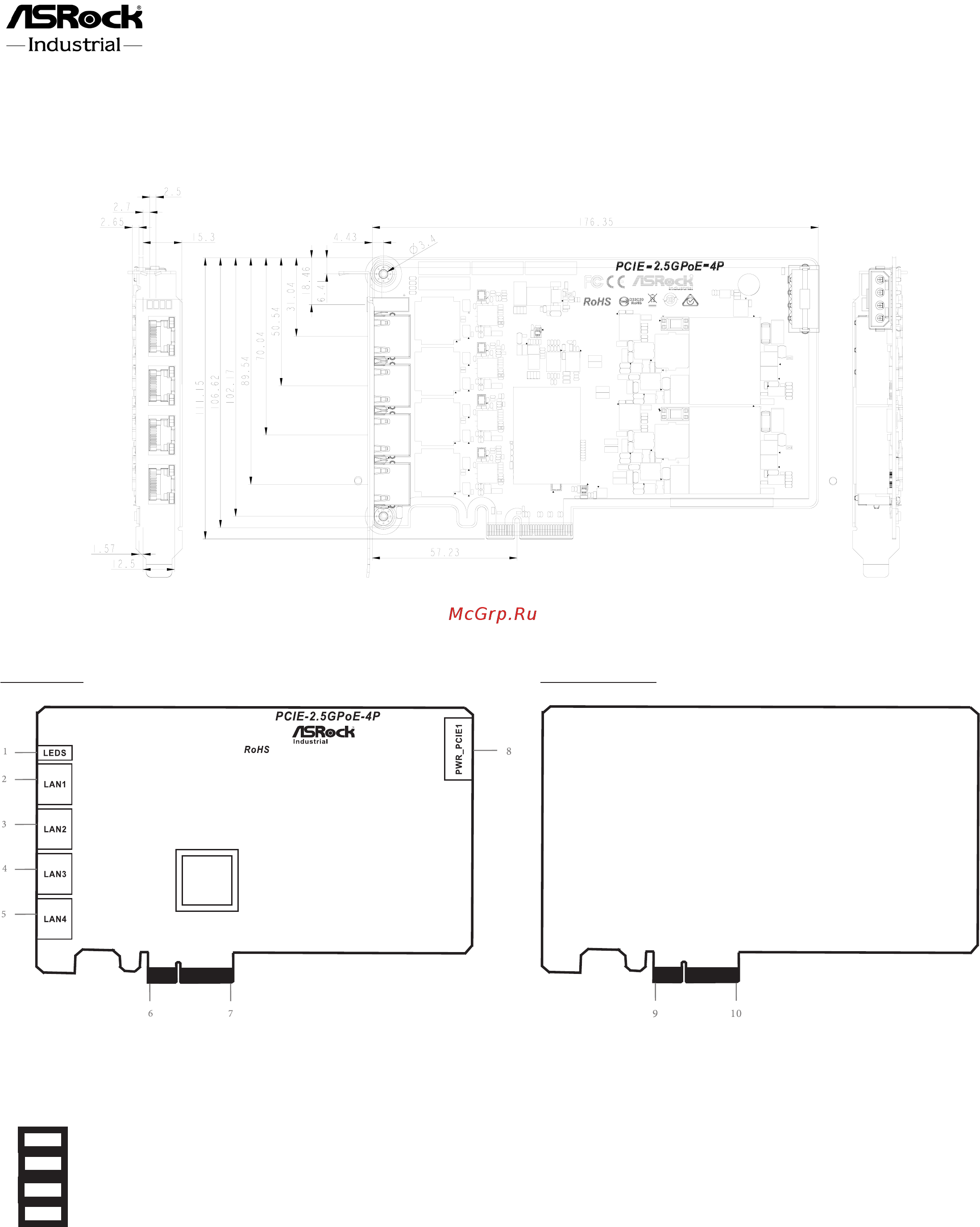 ASRock PCIE-2.5GPoE-4P Руководство по настройке перемычек онлайн