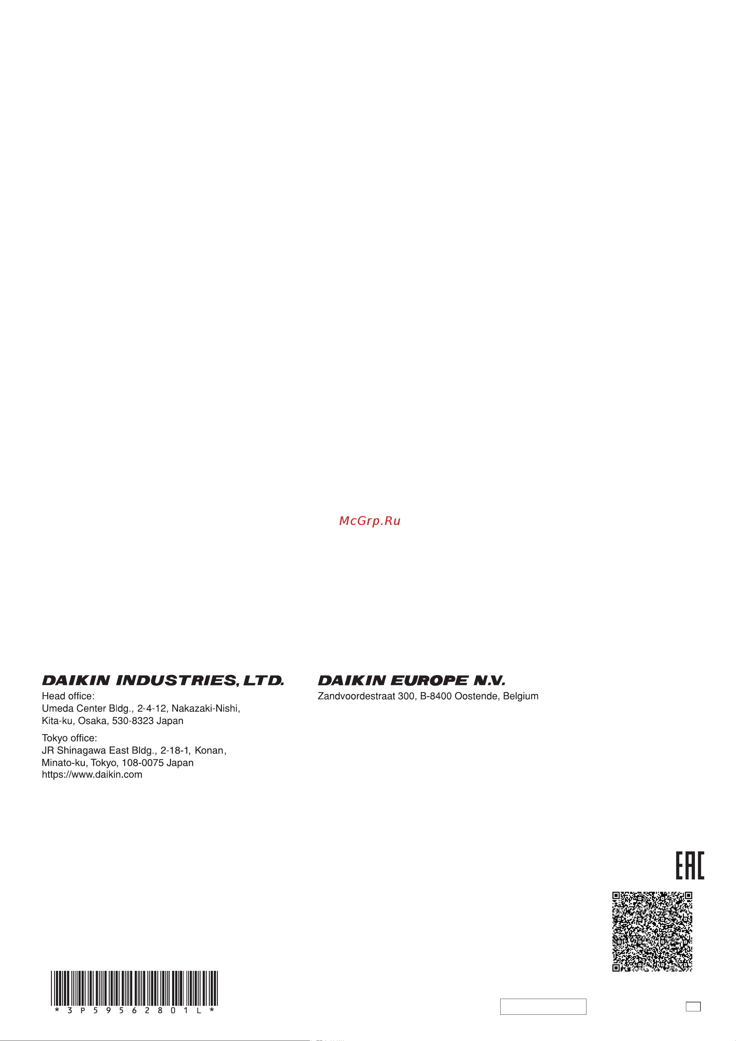 Daikin MCK55W [40/40] P595628 1 m19b16