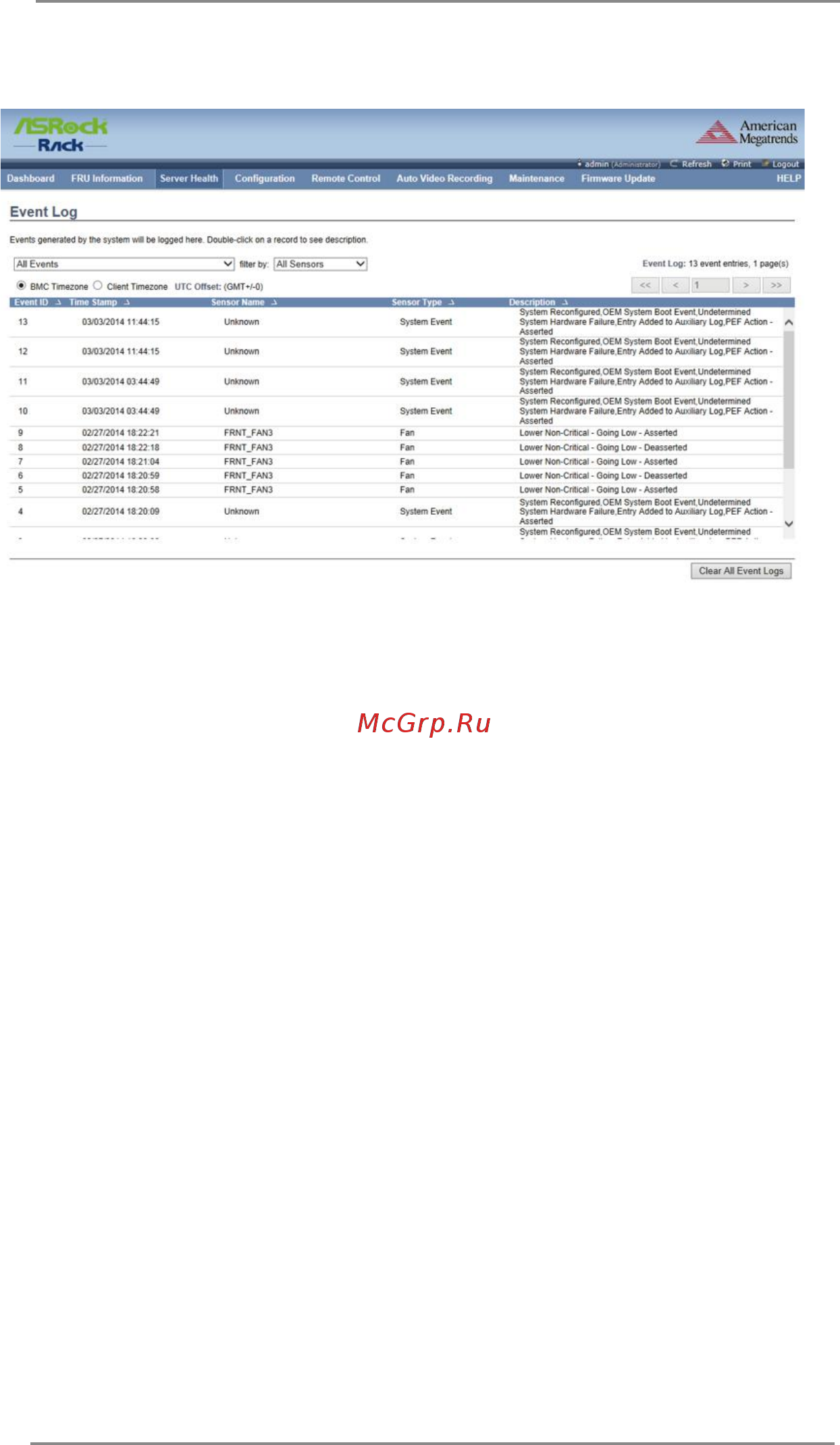 ASRock D1541D4U-2O8R [11/52] Event log
