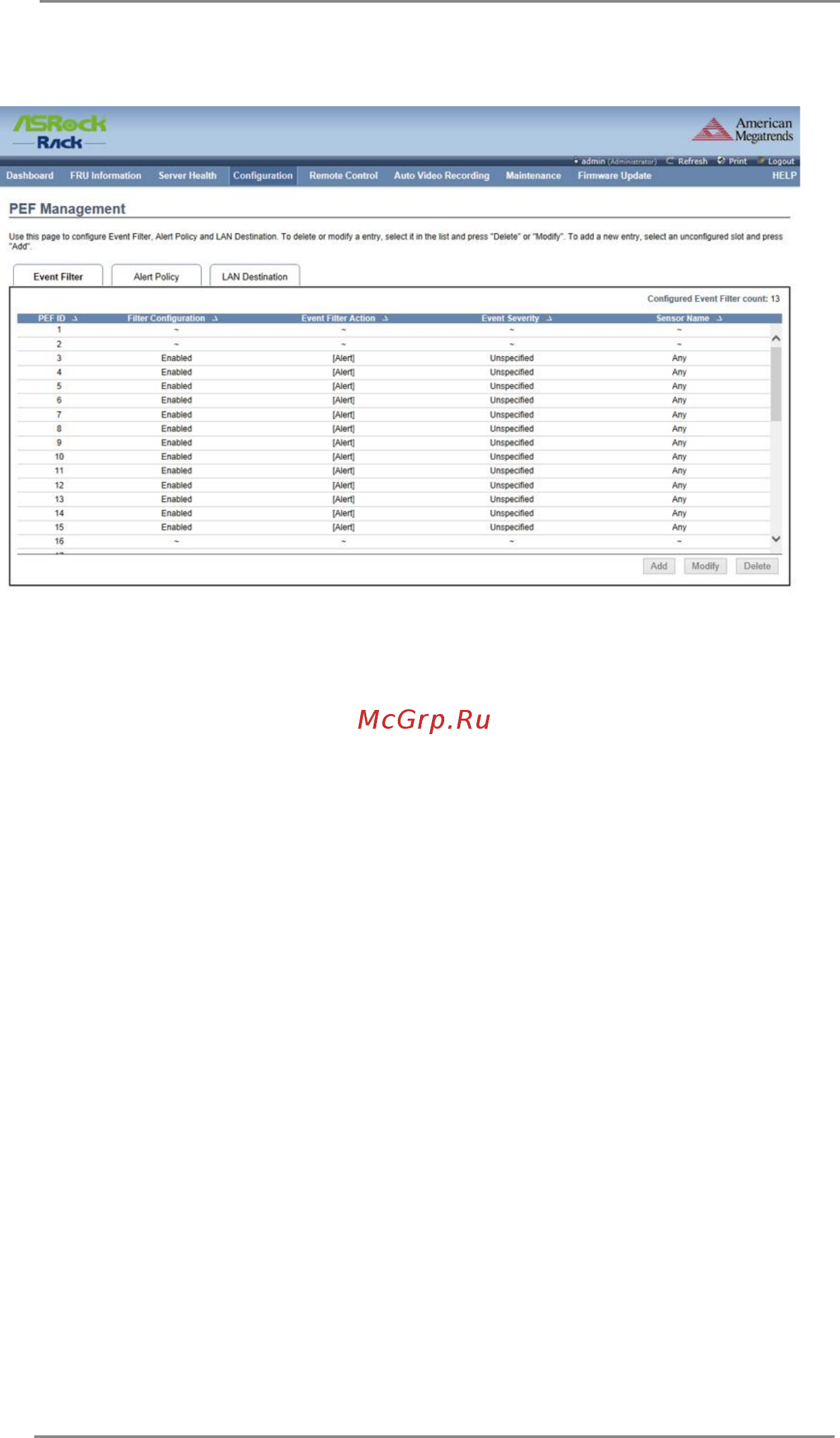 ASRock D1541D4U-2T8R [29/52] Pef management