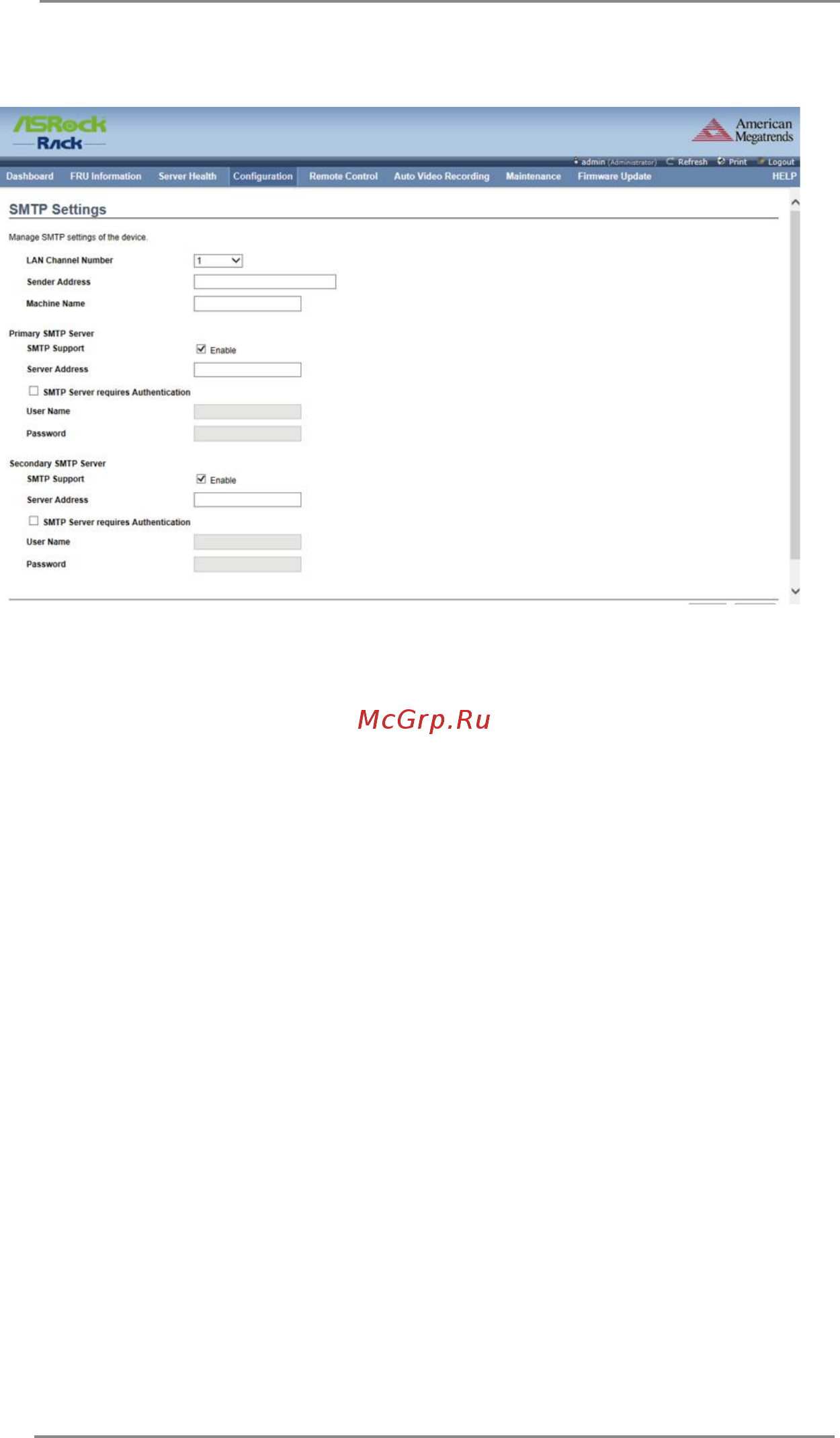 ASRock D1541D4U-2O8R [35/52] Smtp settings
