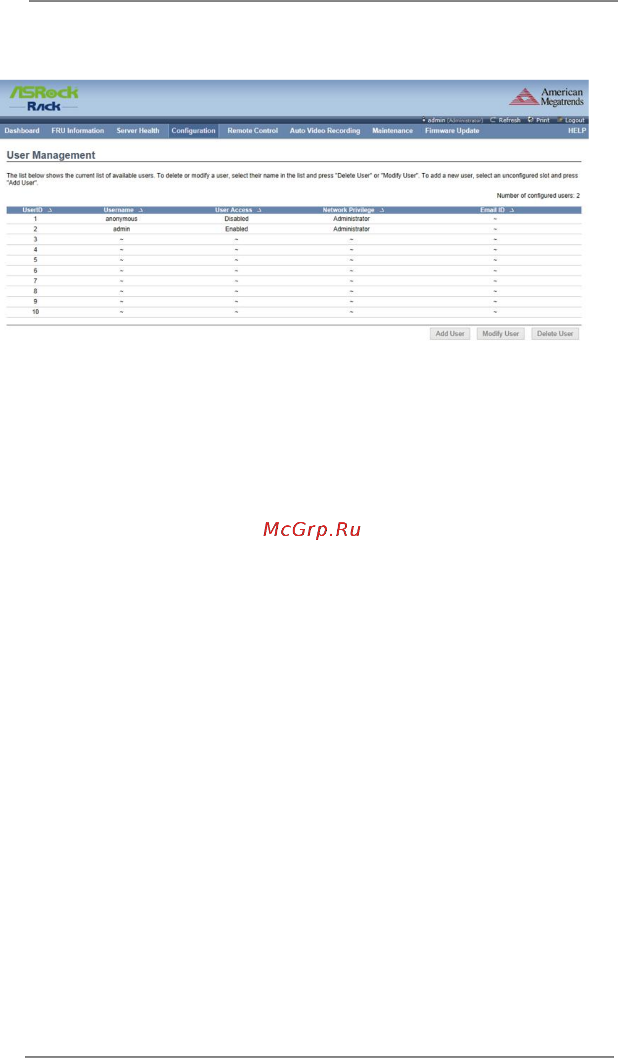 ASRock D1541D4U-2T8R [41/52] User management