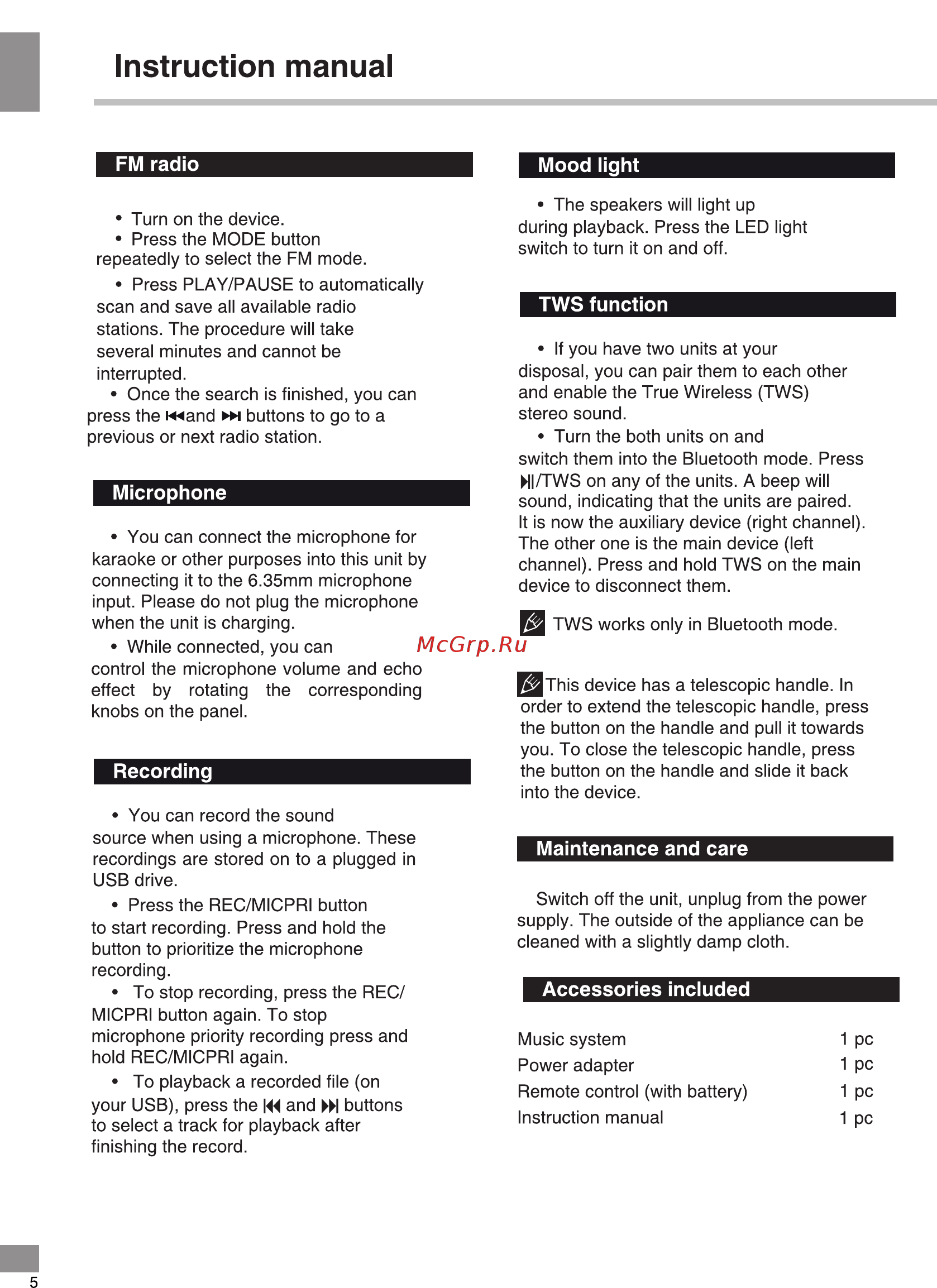 Telefunken TF-PS2305 [6/18] Instruction manual