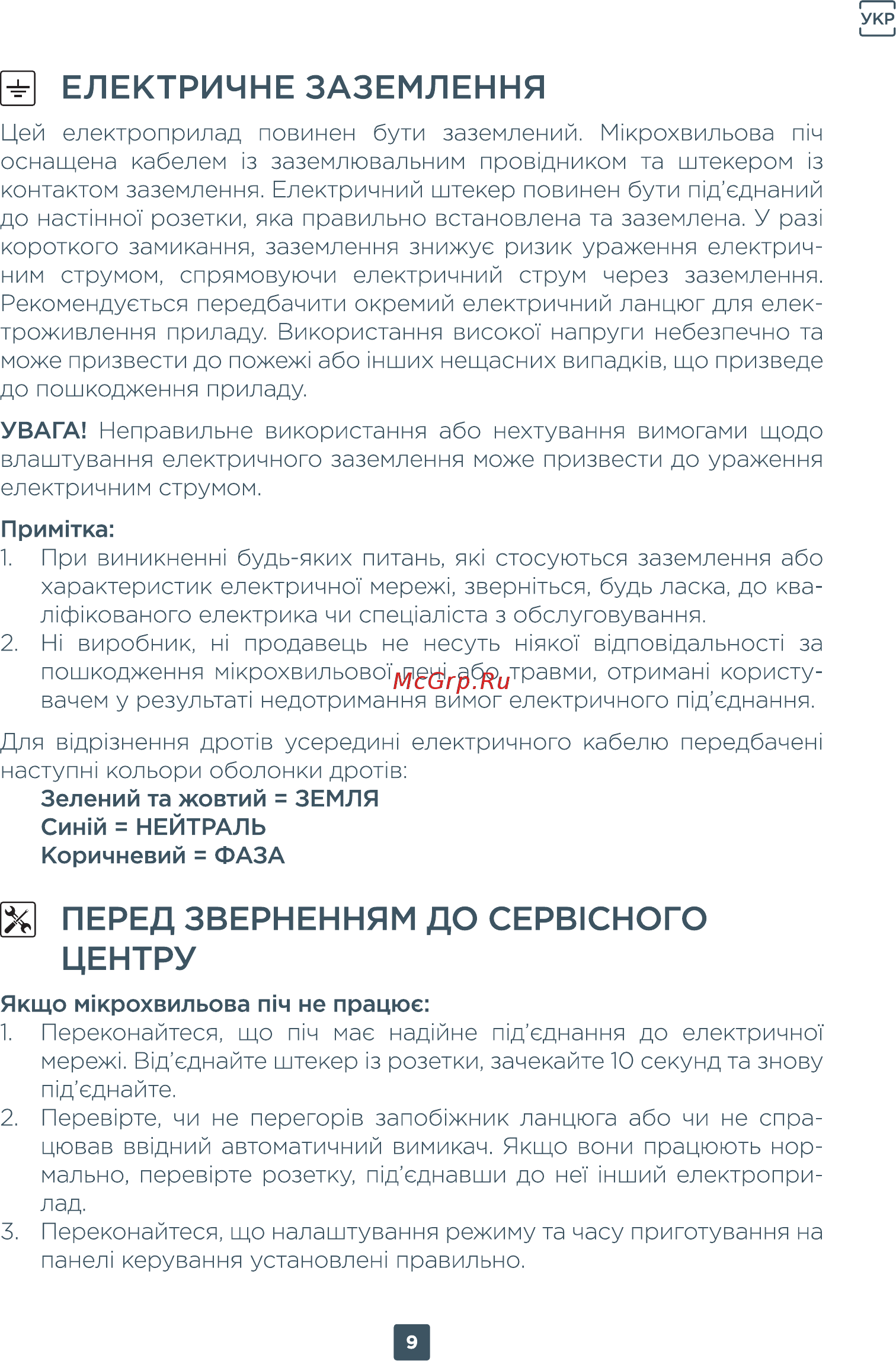 ERGO Y30MW [9/30] Електричнезаземления