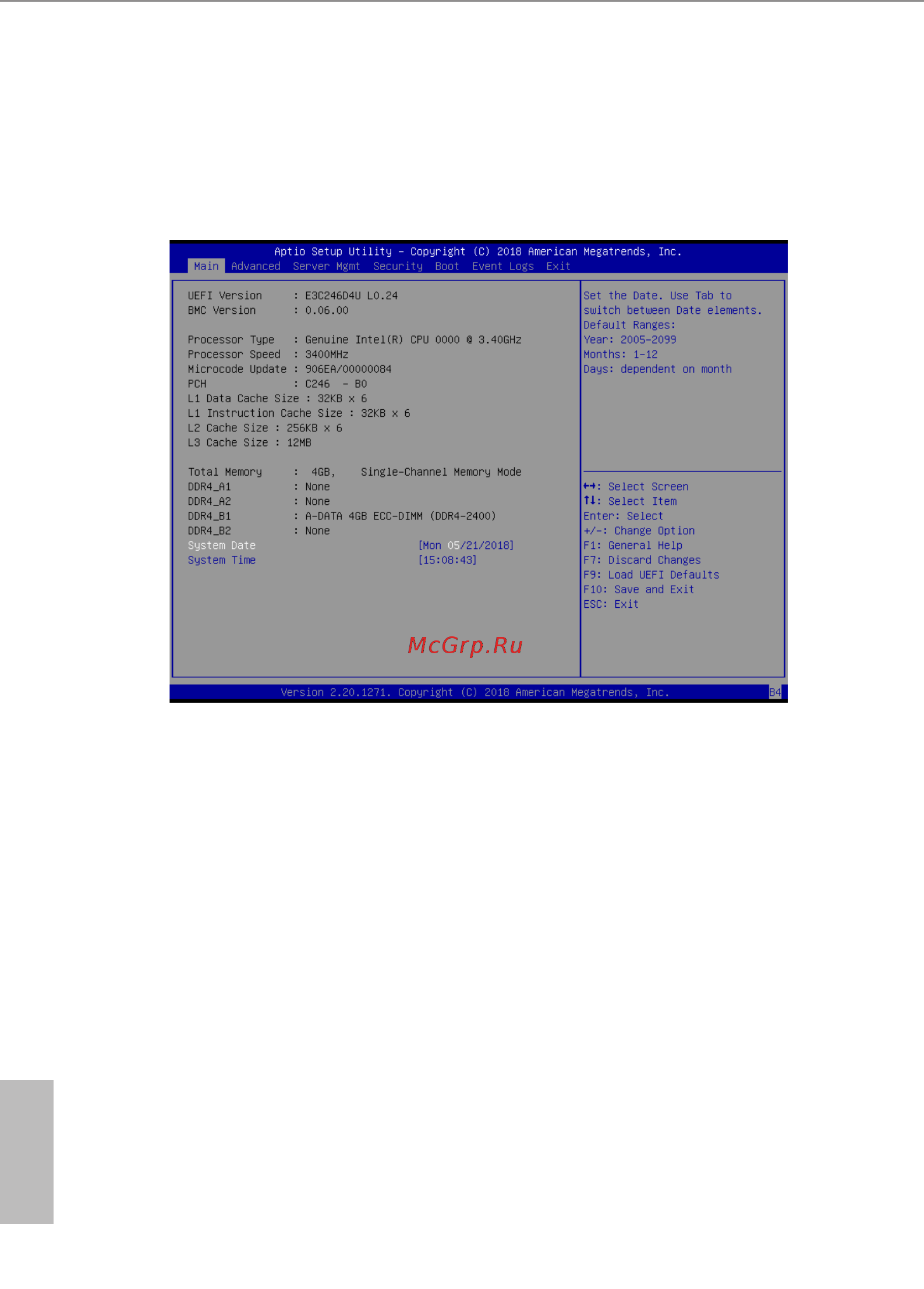 ASRock E3C246D4U [50/87] Main screen
