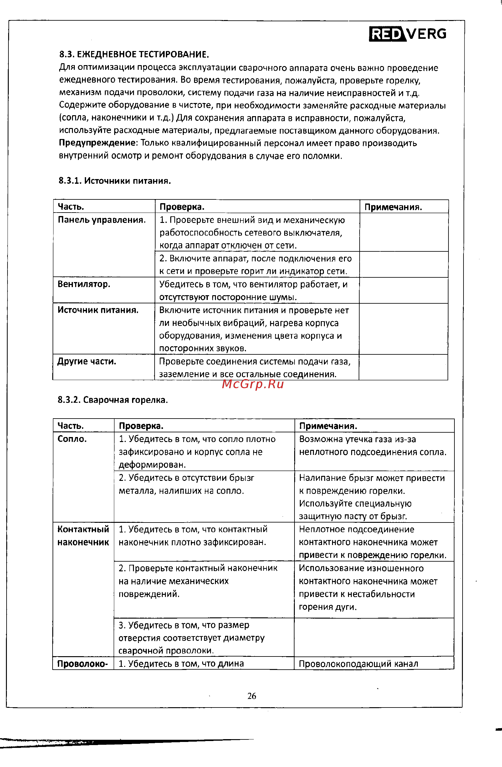 RedVerg RD-MIG/MMA160 полуавтомат 6632722 Руководство пользователя онлайн [26/34] 846604