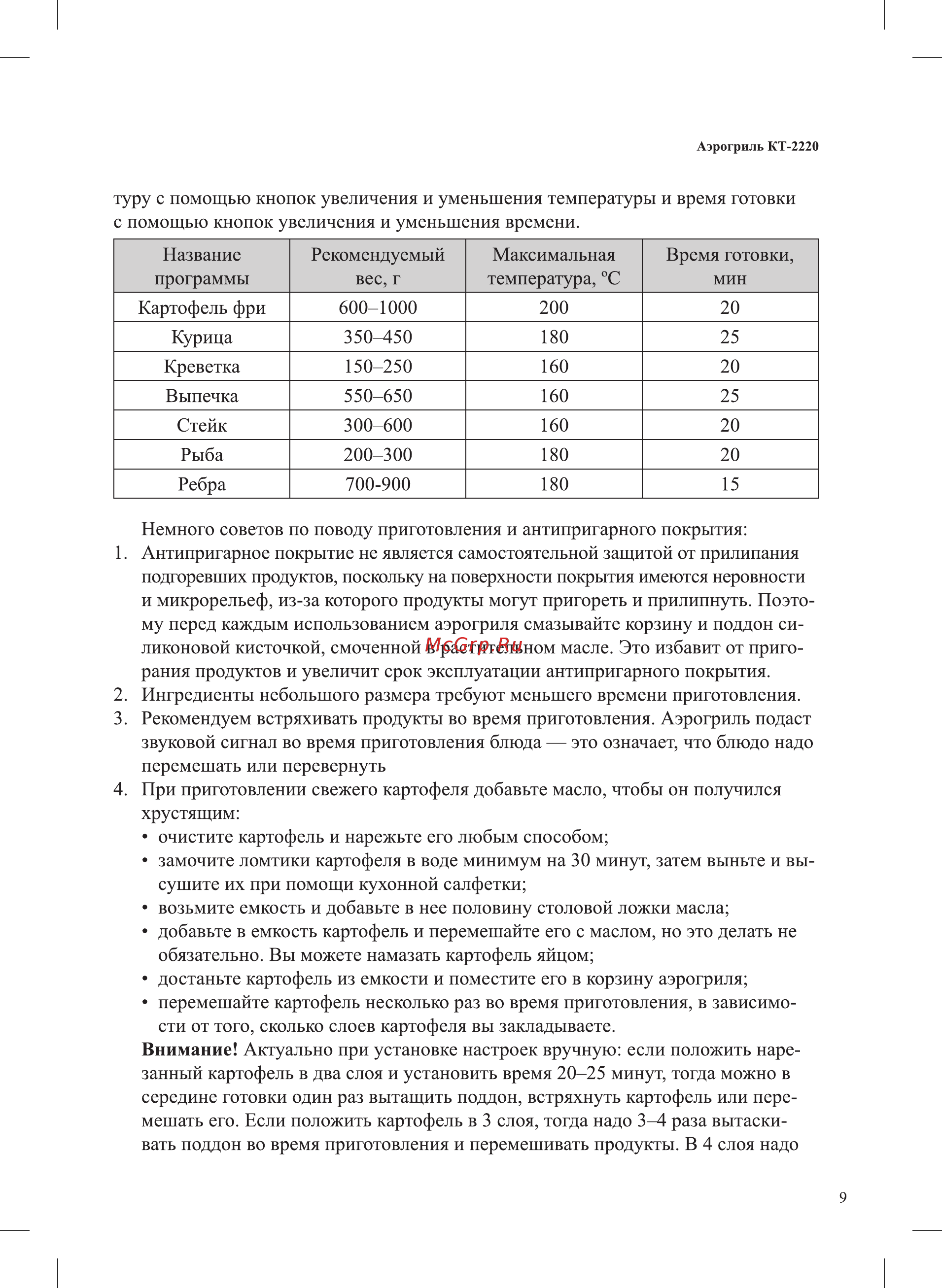 Kitfort KT-2220 Инструкция по эксплуатации онлайн [9/20] 540741