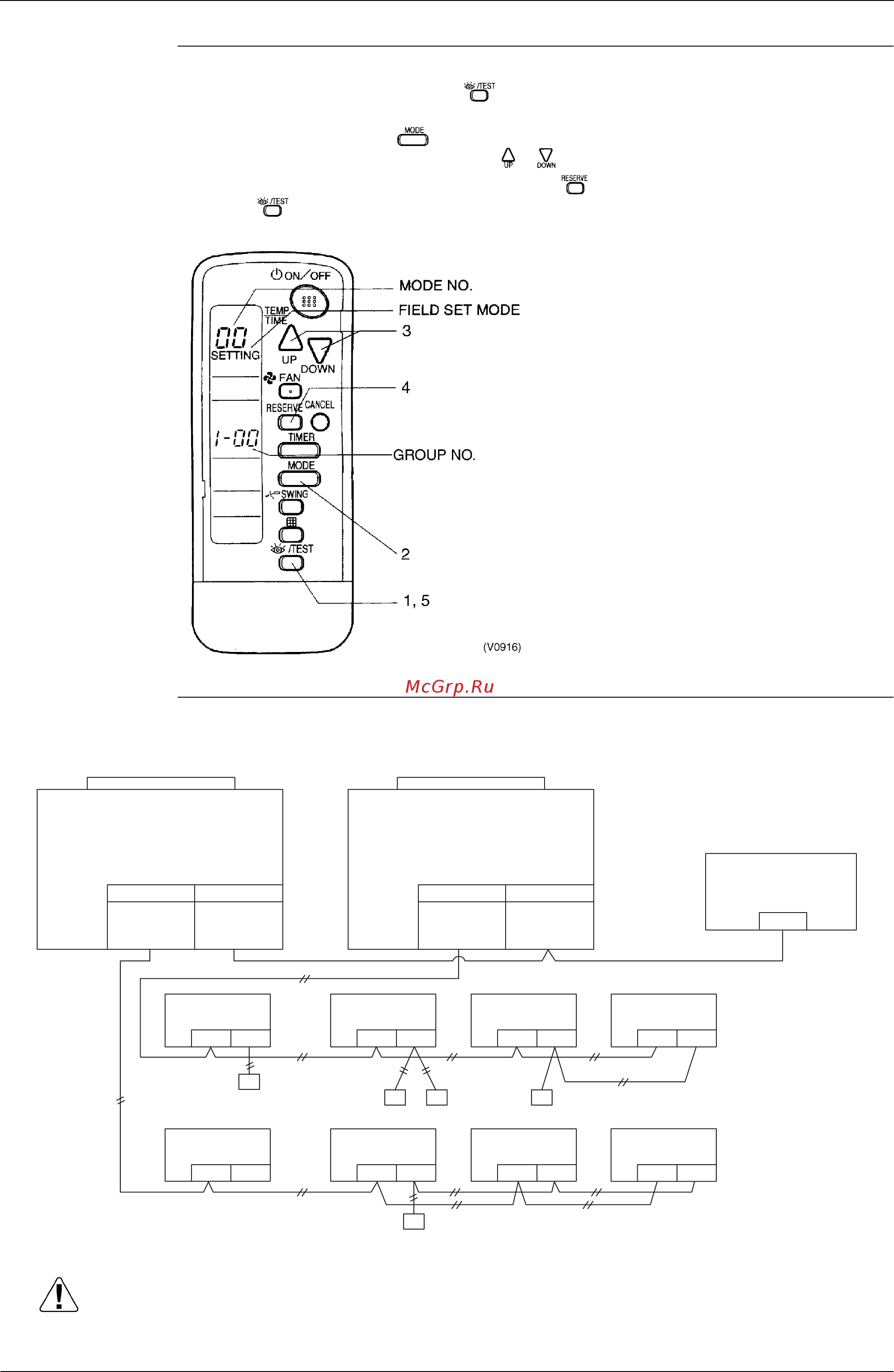 Daikin FXS100LVE [95/254] Group no setting by wireless remote controller for centralized control 1 when in the normal mode push button for 4 seconds or more and operation then enters the field set mode 2 set mode no 00 with button 3 set the group no for each group with button advance backward 4 enter the selected group numbers by pushing button 5 push button and return to the normal mode