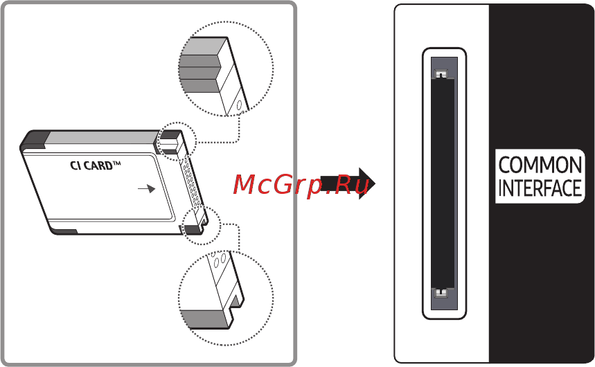 Samsung UE58AU7100U [126/196] Подключение карты ci или ci к через гнездо common interface