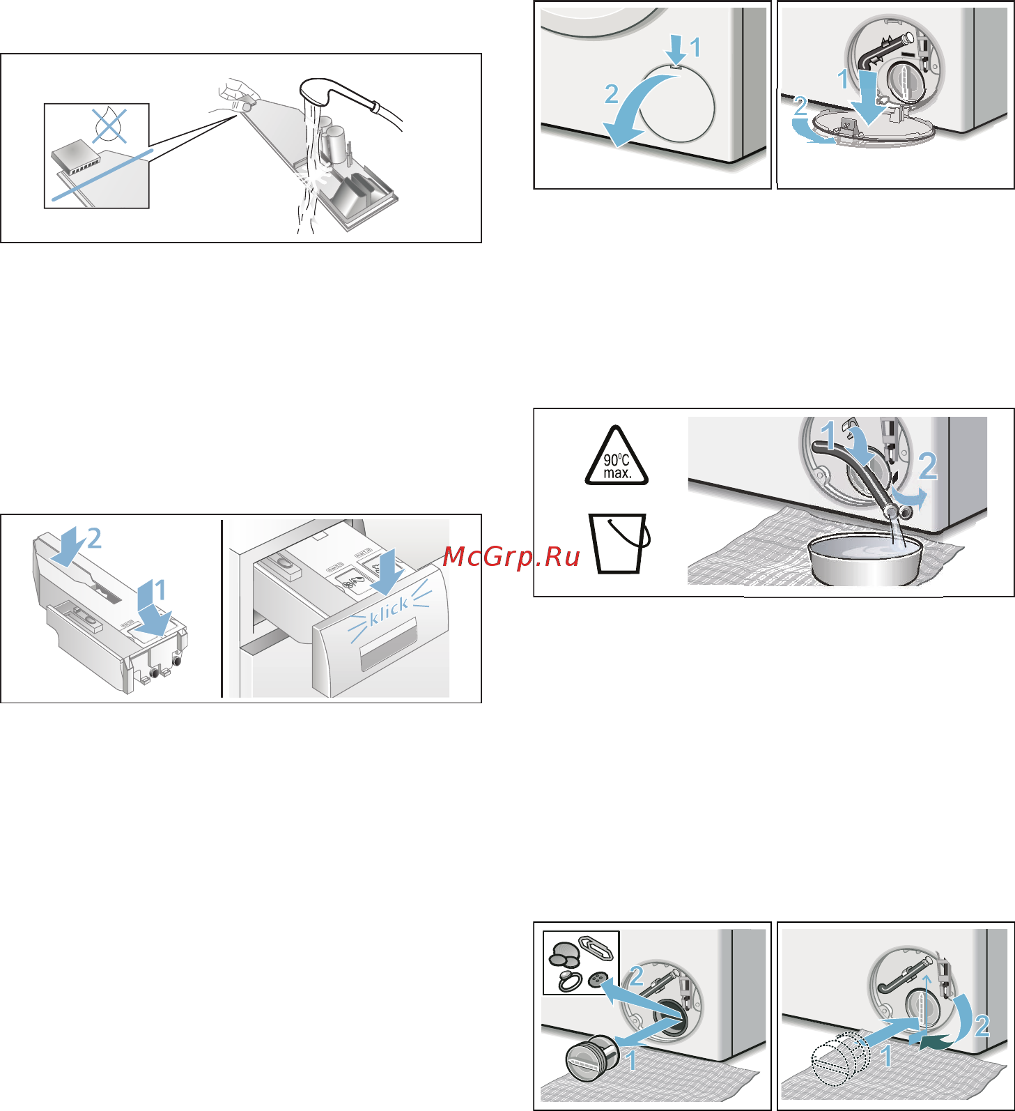 Siemens WM14T660ME [34/50] Засор откачивающего насоса аварийный слив