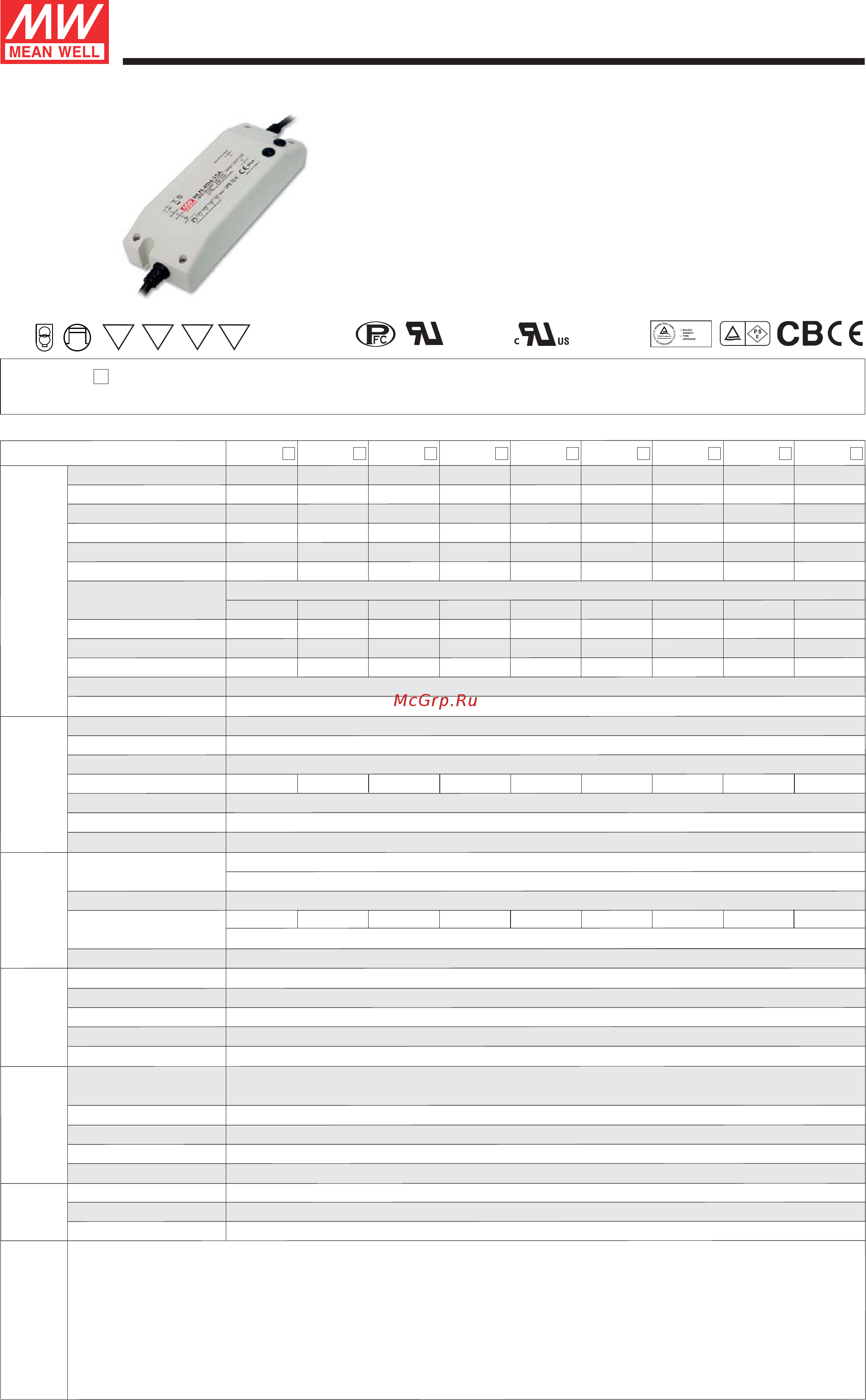 MEAN WELL HLN-40H-12A Datasheet онлайн