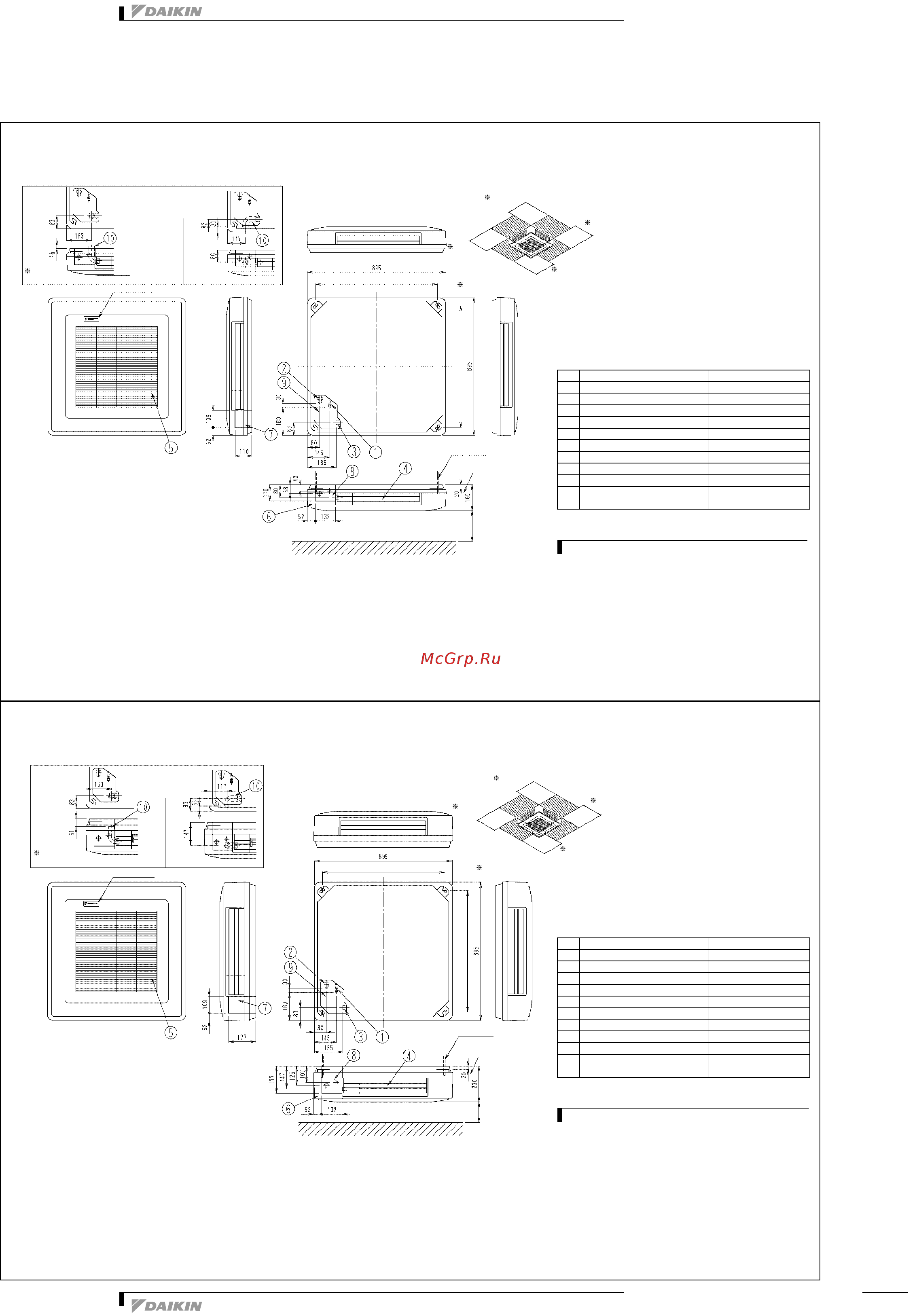 Daikin FXUQ125MAV1 [8/20] Чертеж в масштабе и центр тяжести