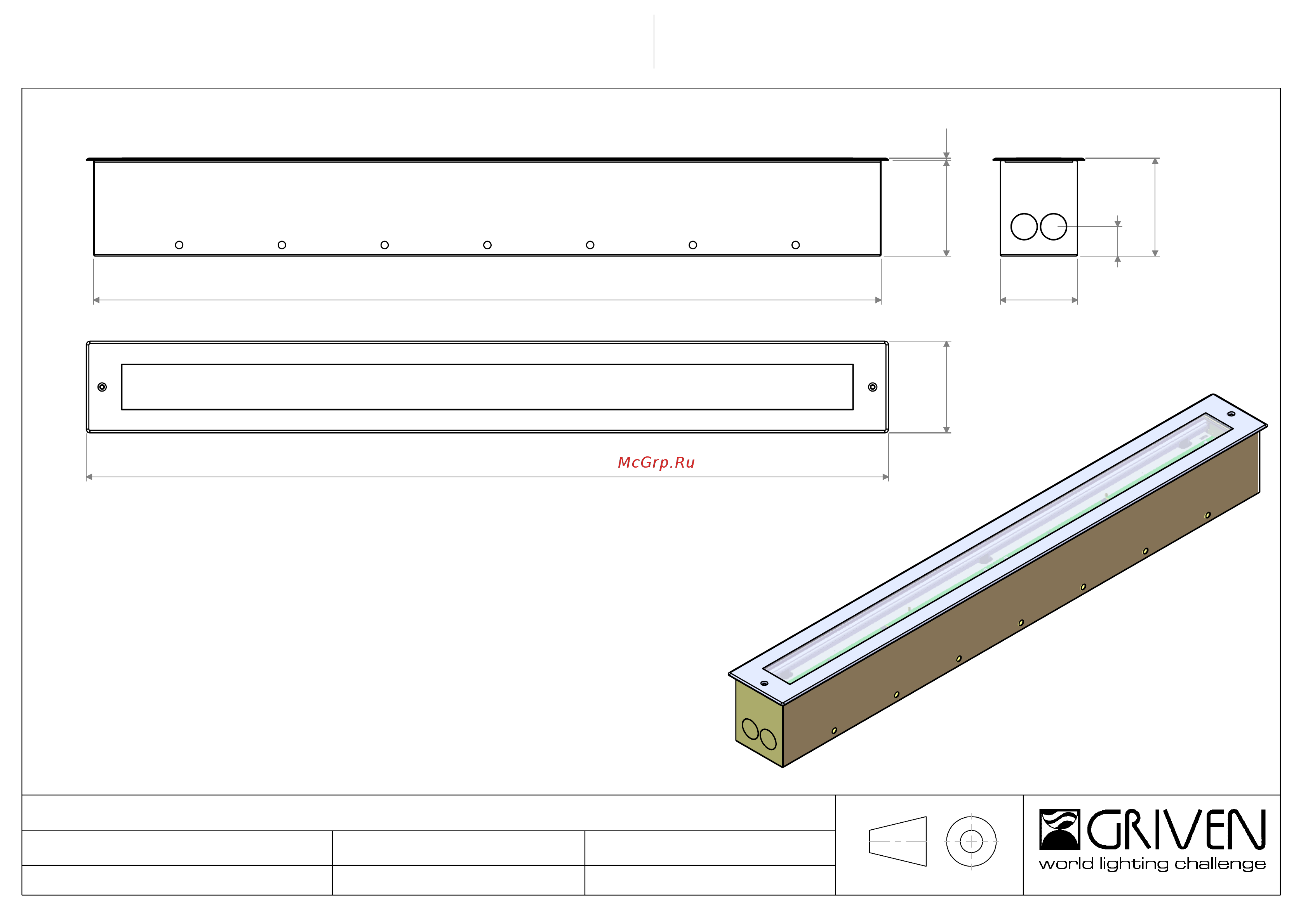 Griven PARADE GRAPHIC 40 RECESSED Чертеж с размерами Parade Graphic 40 Recessed онлайн