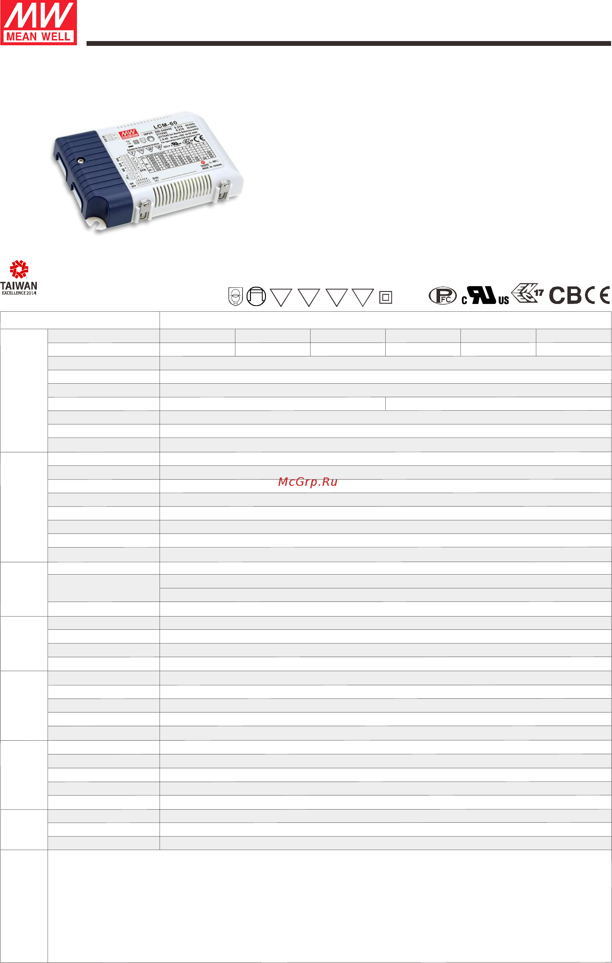 MEAN WELL LCM-60 Datasheet онлайн