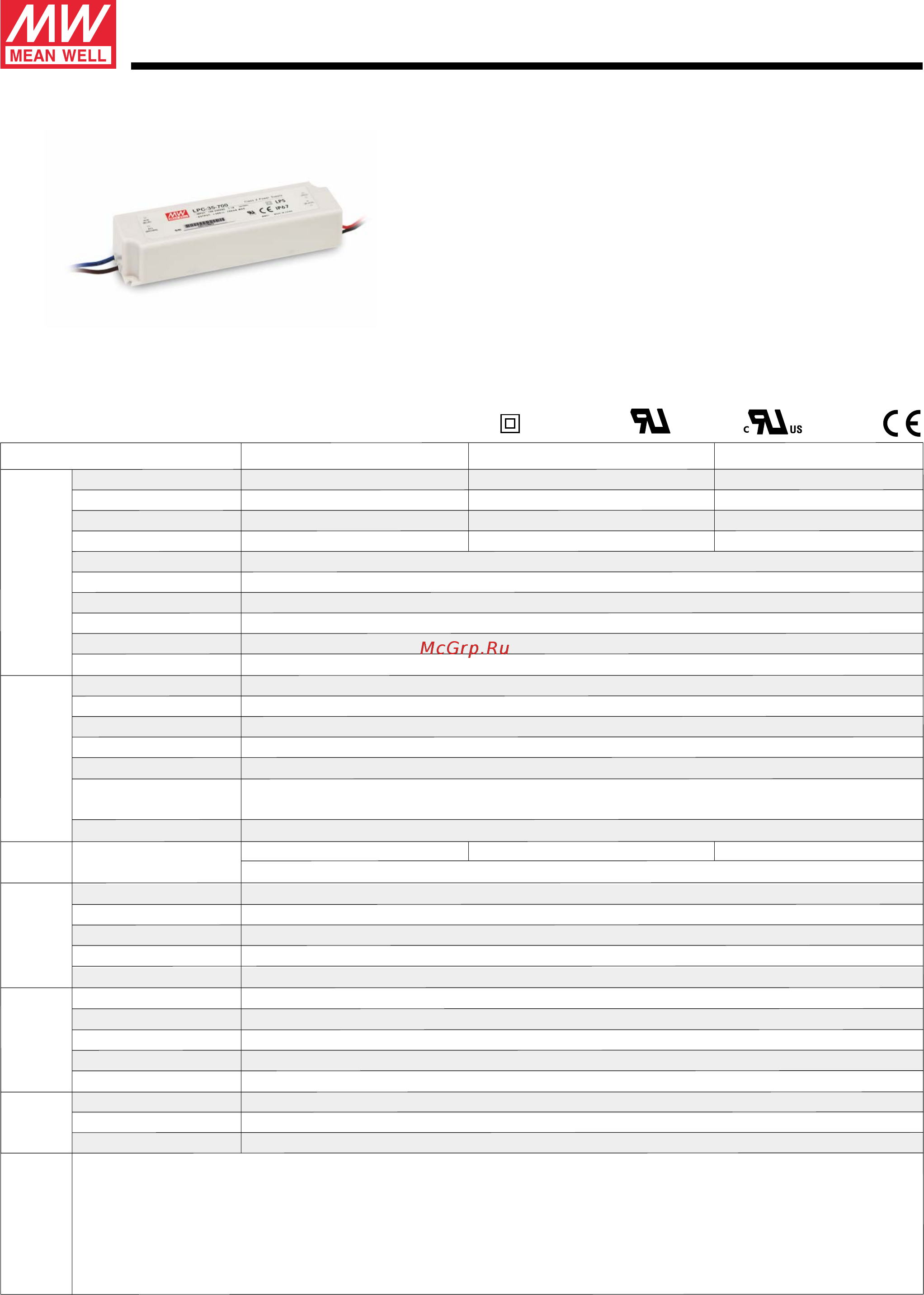 MEAN WELL LPC-35-1050 Datasheet онлайн