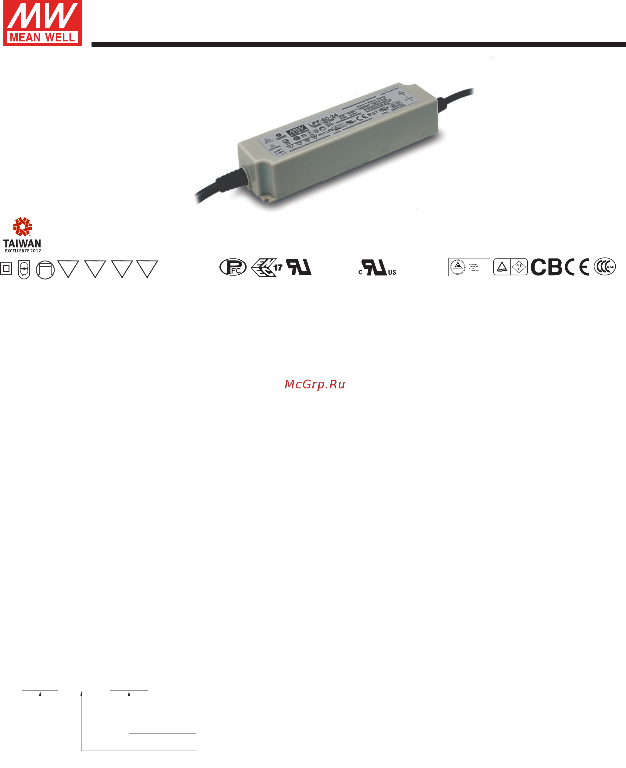 MEAN WELL LPF-60-12 Datasheet онлайн