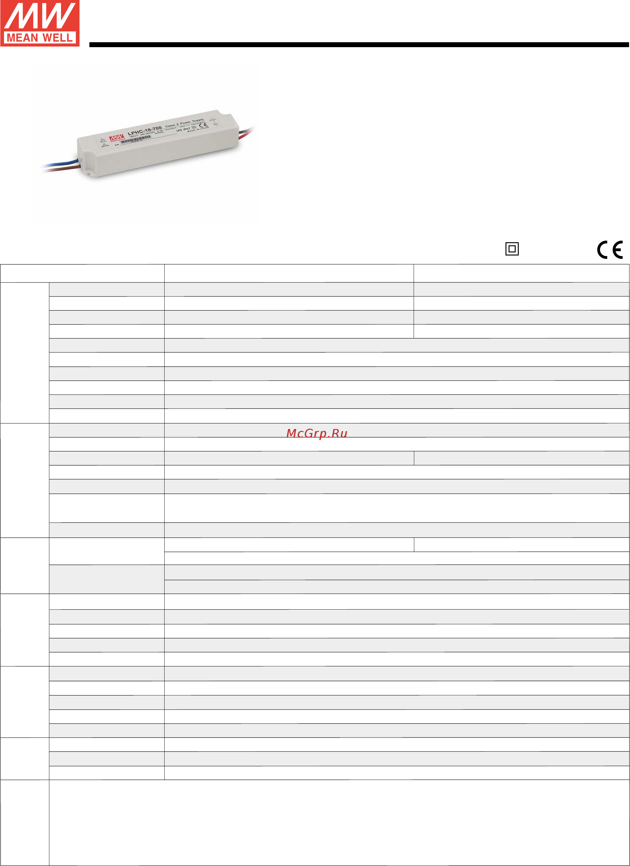 MEAN WELL LPHC-18-700 Datasheet онлайн