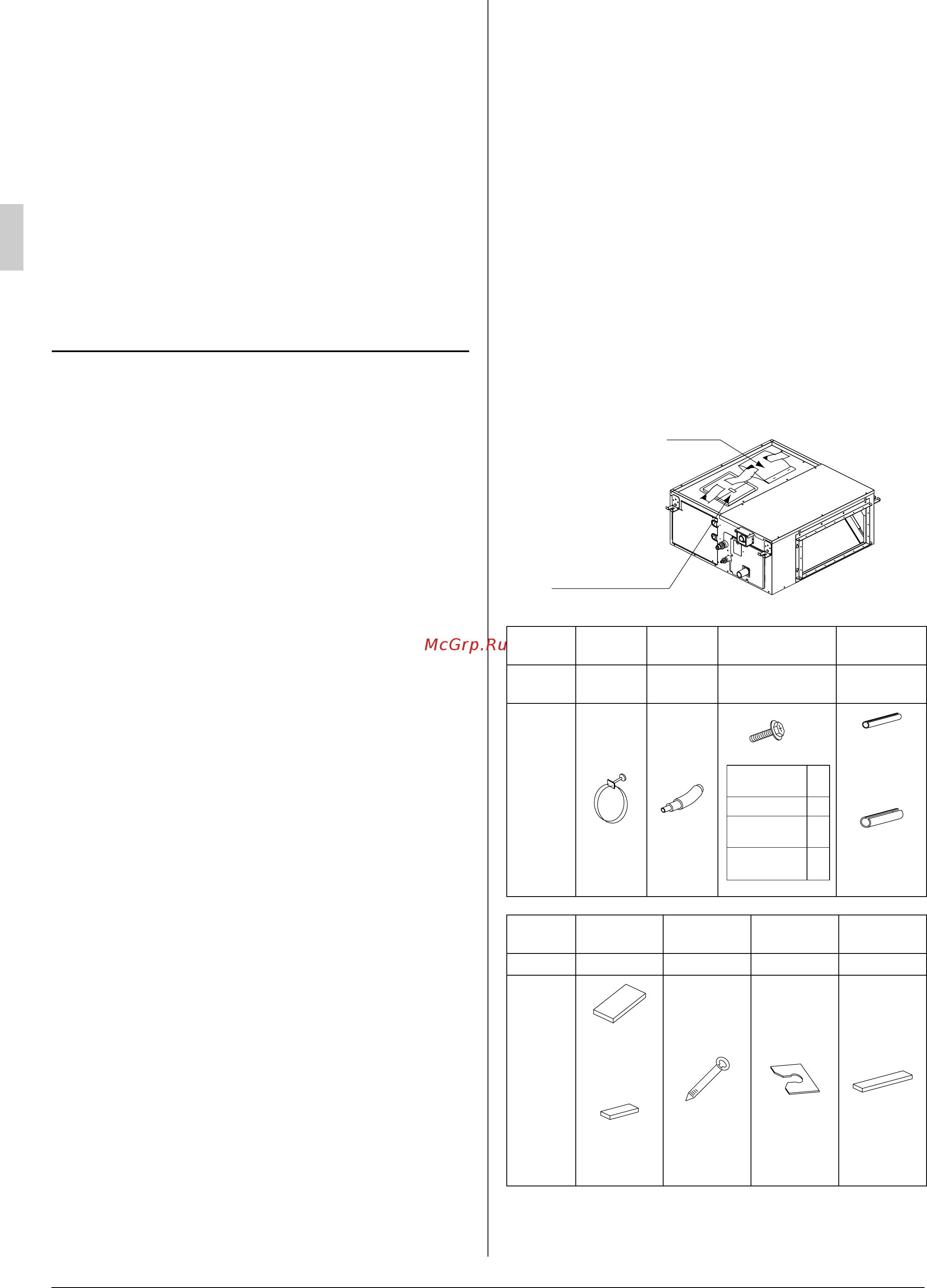 Daikin FXMQ40PVES [4/17] When moving the unit while removing it from the carton box be sure to lift it by holding on to the four lifting lugs without exerting any pressure on other parts especially the refrigerant piping drain piping flanges and other resin part