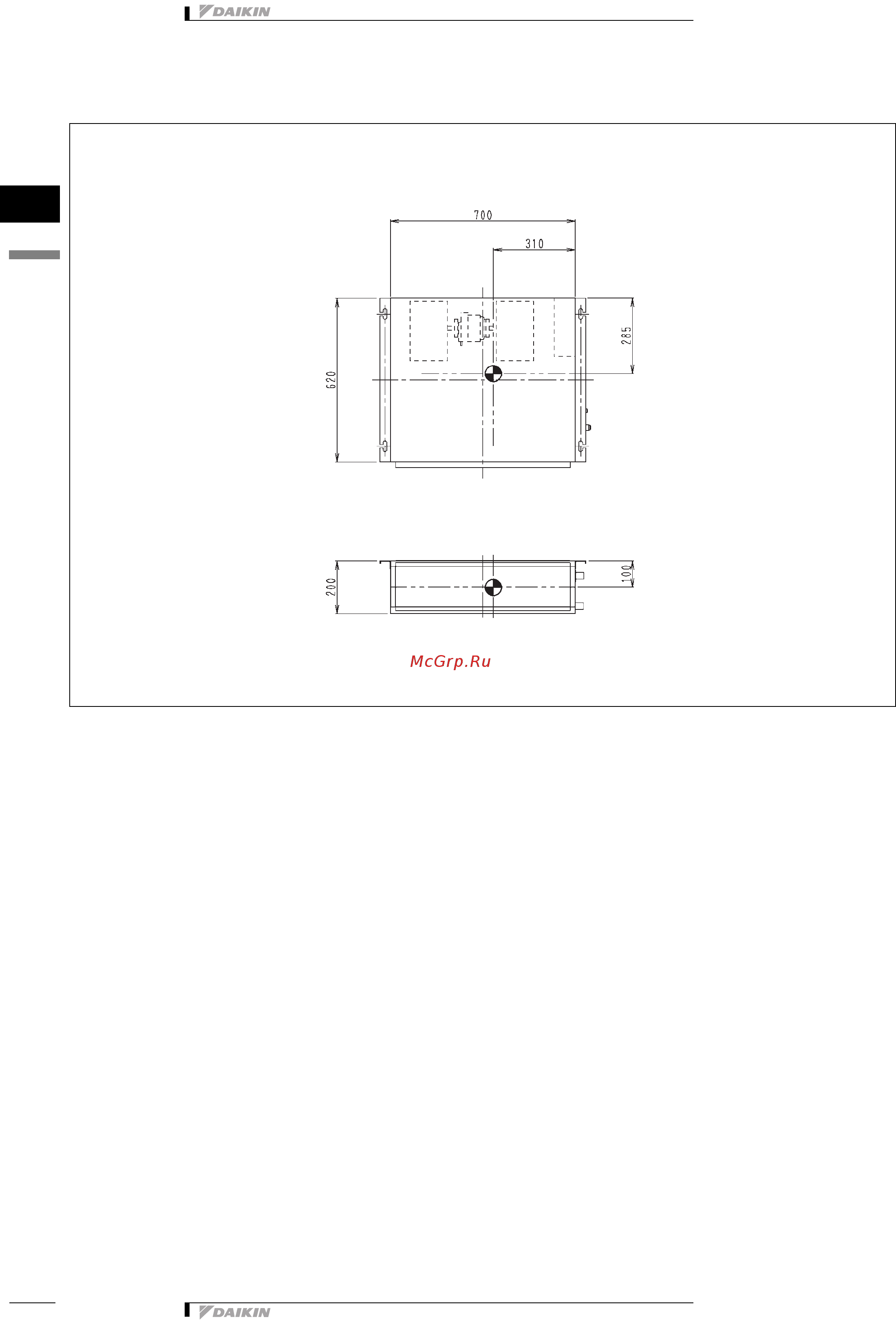 Daikin FXDQ25PBVES [12/18] Dimensional drawing centre of gravity