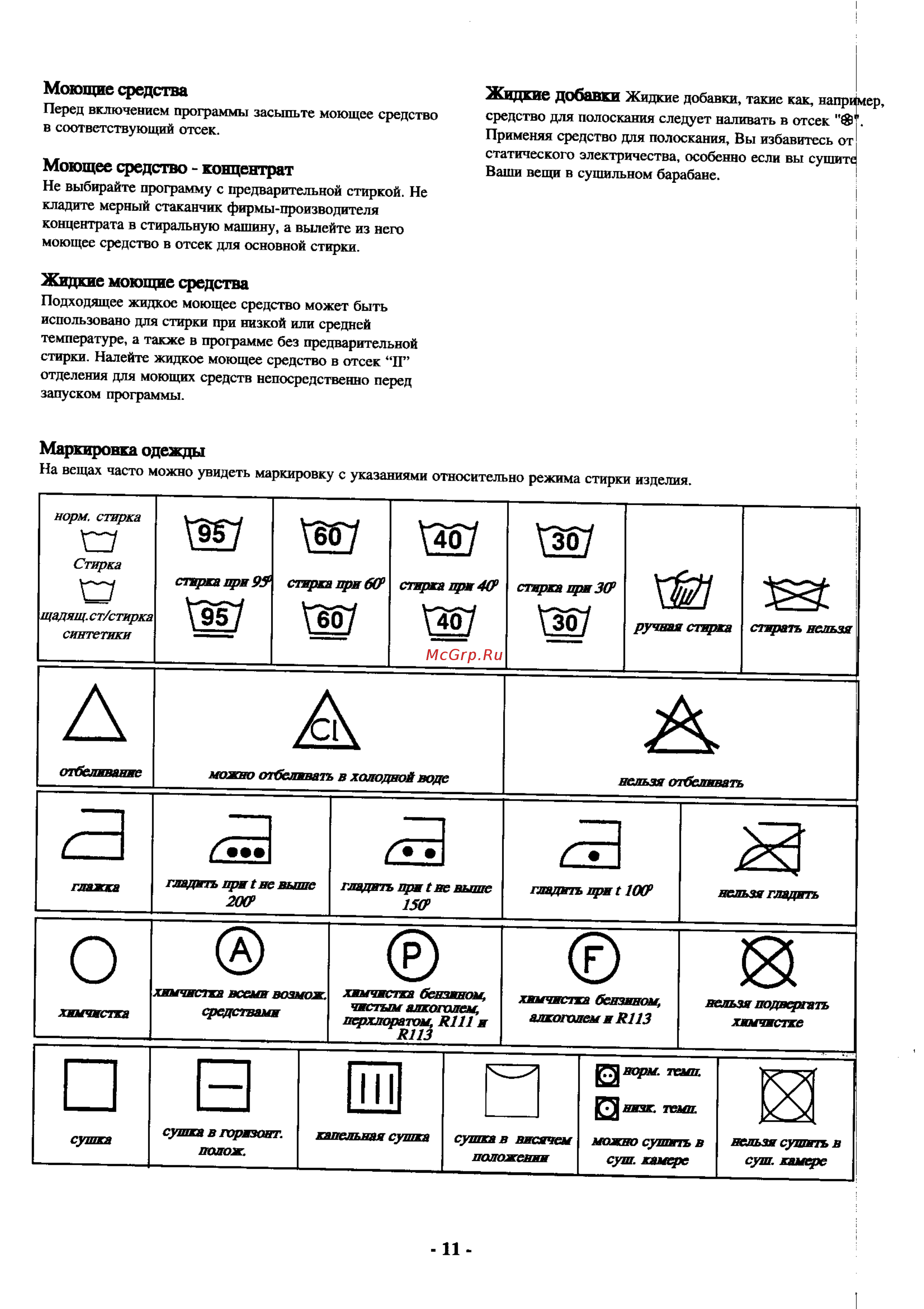 Electrolux EW 1110 T [11/18] Маркировка одежды