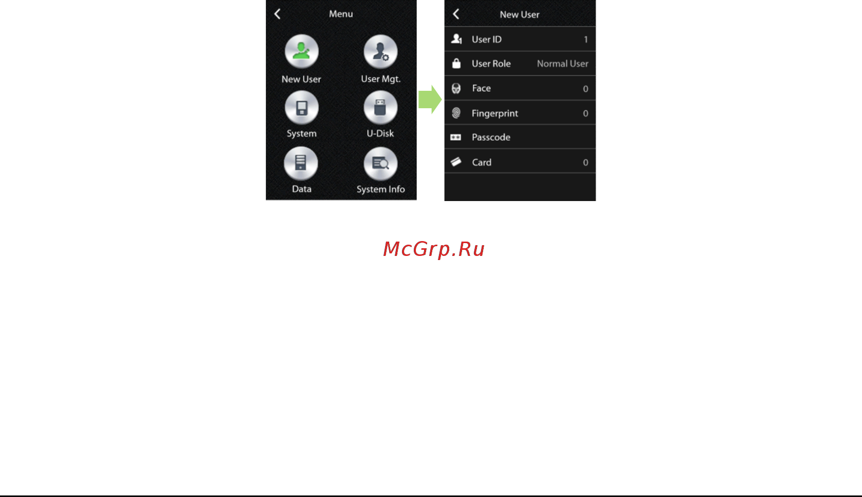 Zkteco HBL200 [15/26] Register user main menu new user