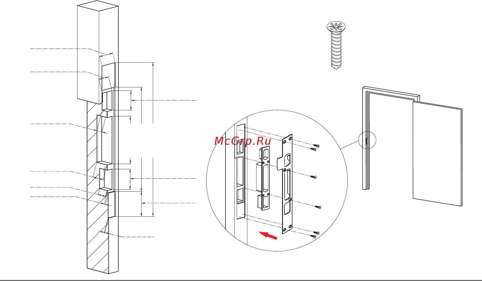 Zkteco TL100 [15/17] Mark and drill holes for strike