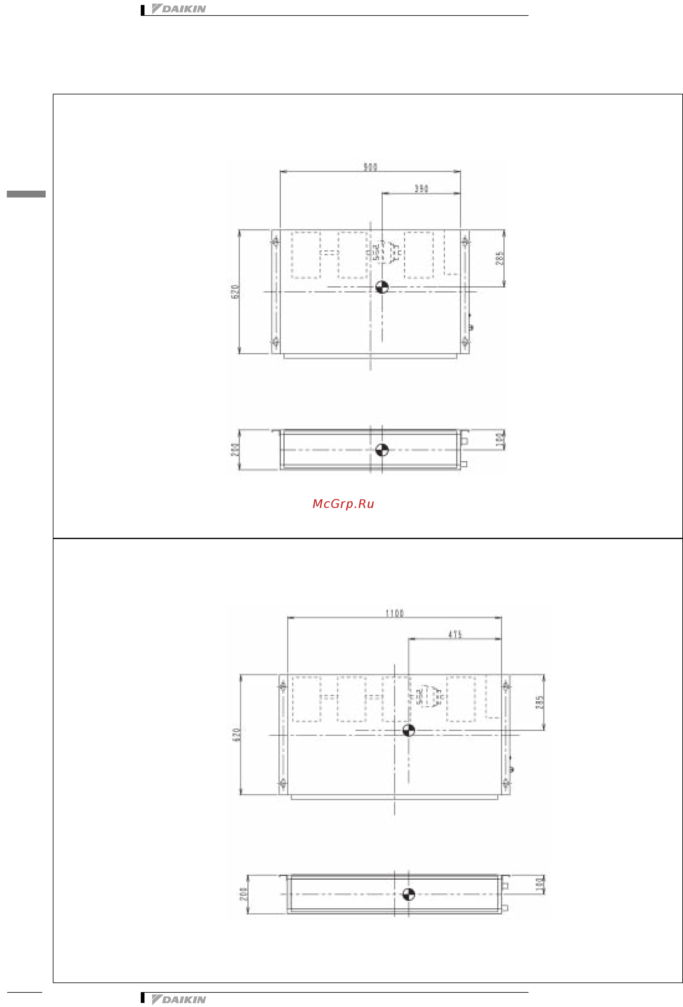 Daikin FXDQ50NBVE6 [10/15] Dimensional drawing centre of gravity