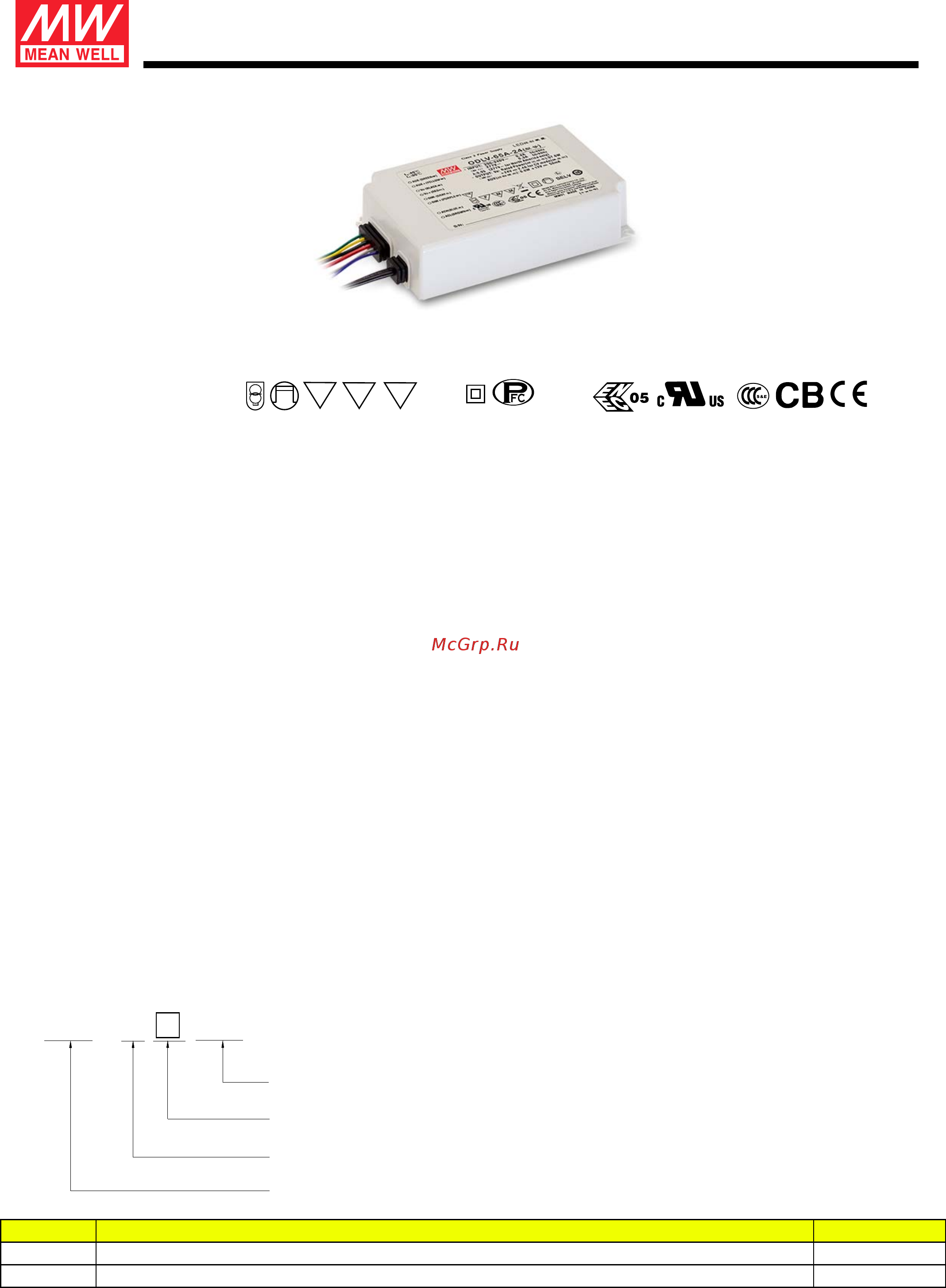 MEAN WELL ODLV-65A-60 Datasheet онлайн