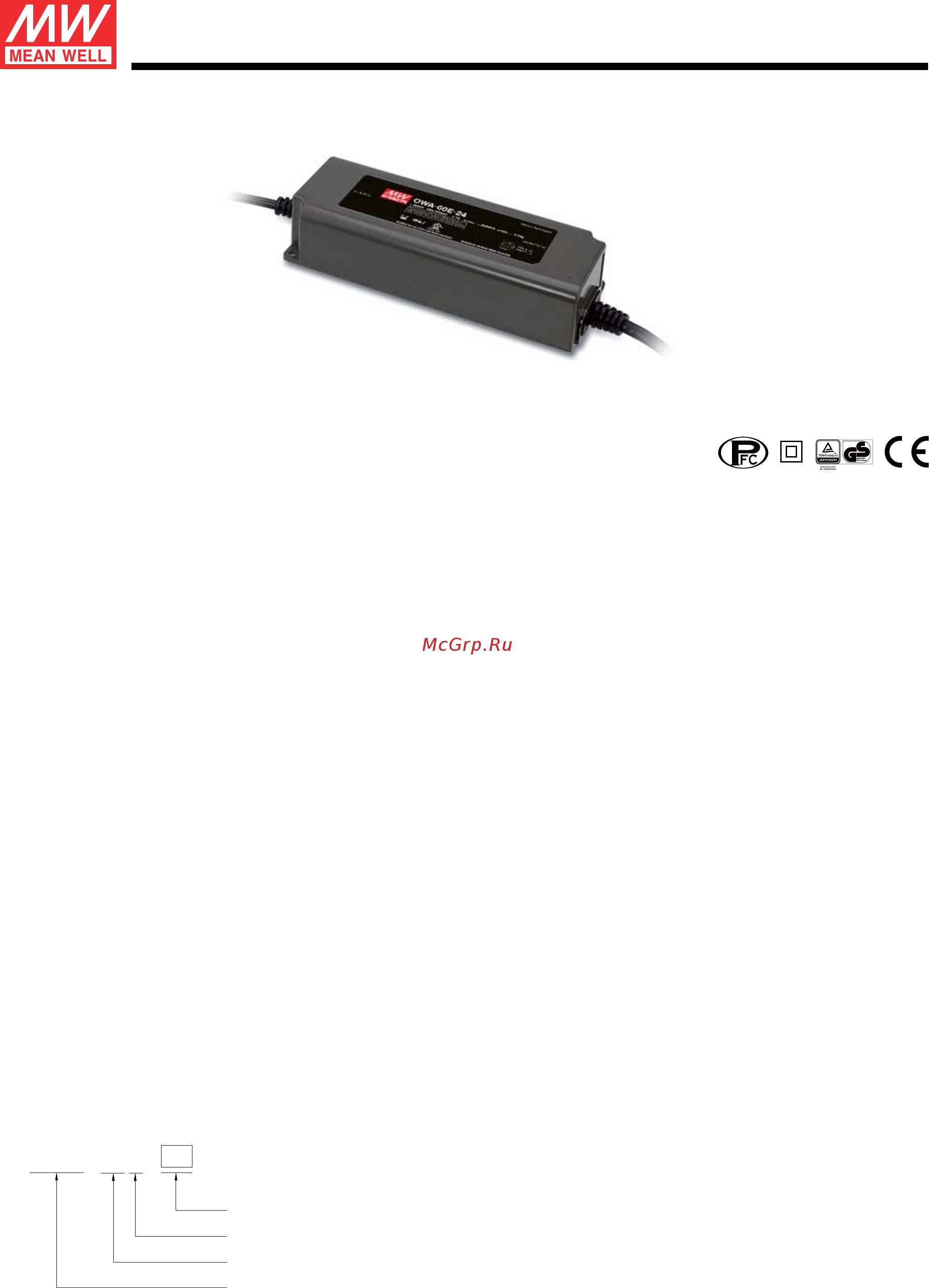 MEAN WELL OWA-60E-15 Datasheet онлайн
