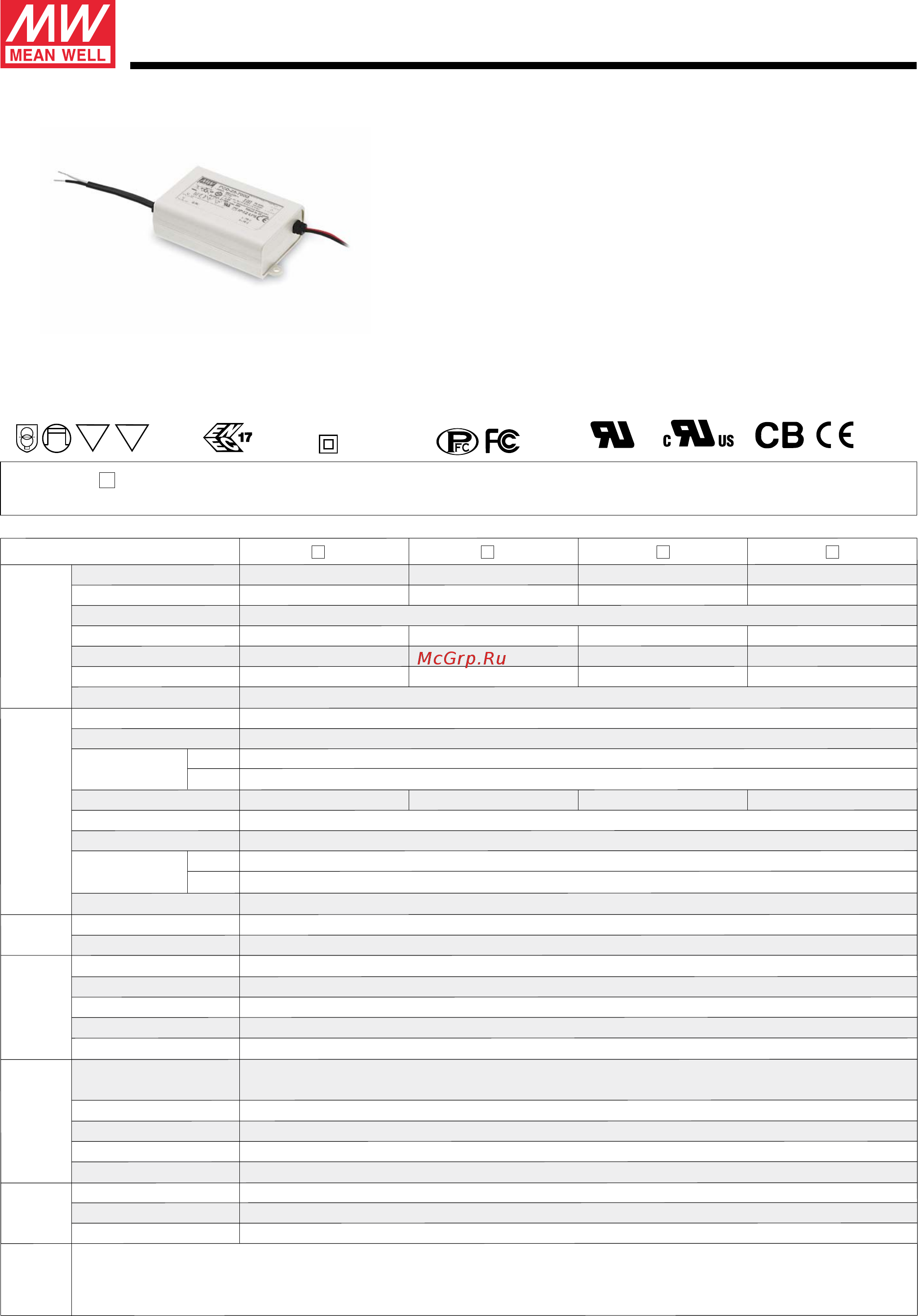 MEAN WELL PCD-25-1050B Datasheet онлайн