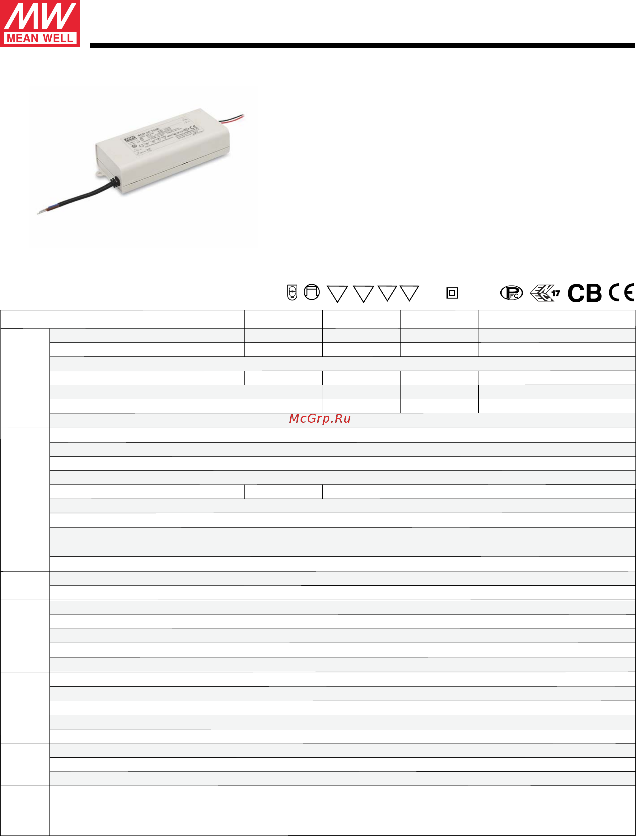 MEAN WELL PCD-40-1050B Datasheet онлайн
