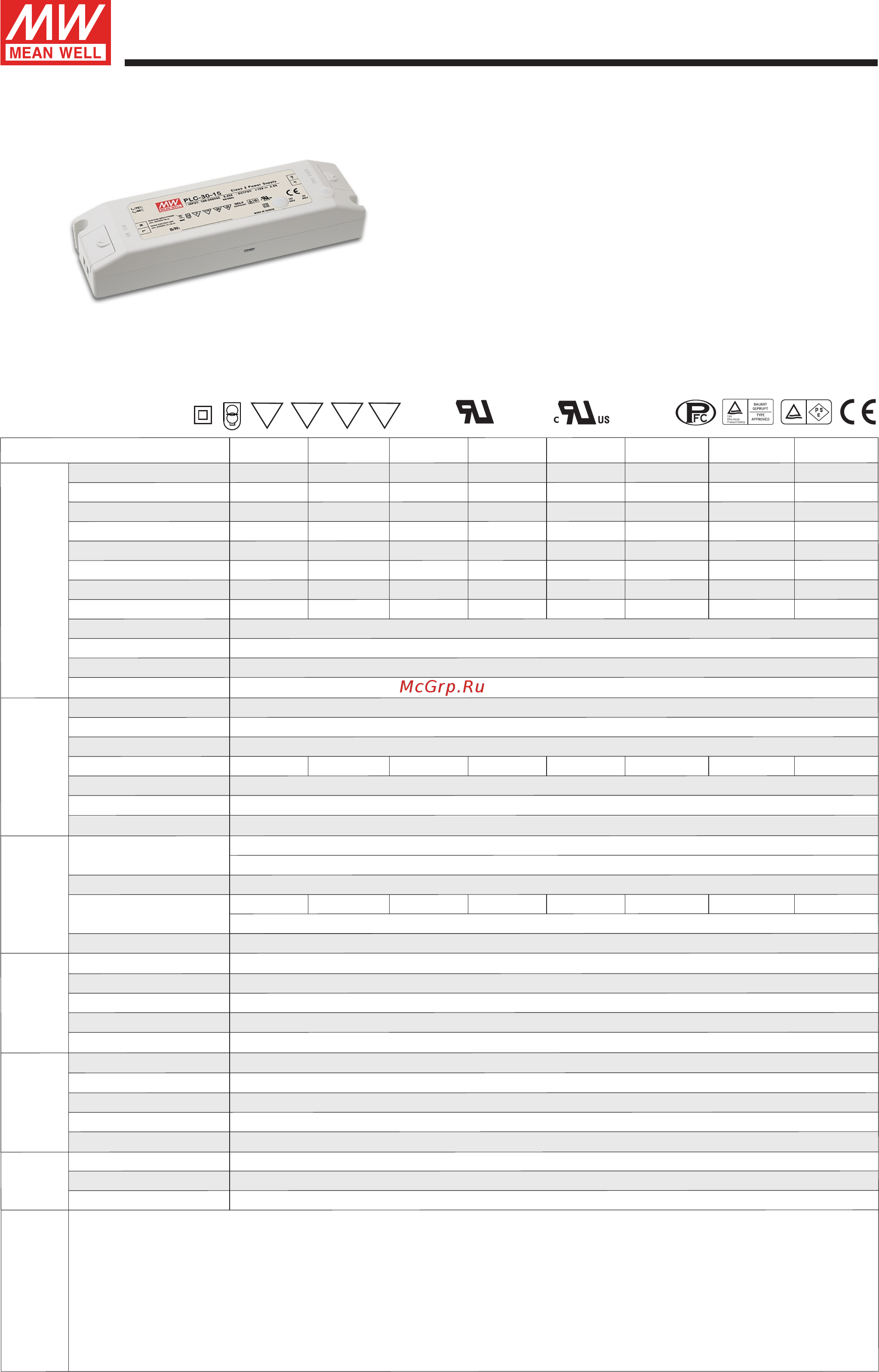 MEAN WELL PLC-30-36 Datasheet онлайн