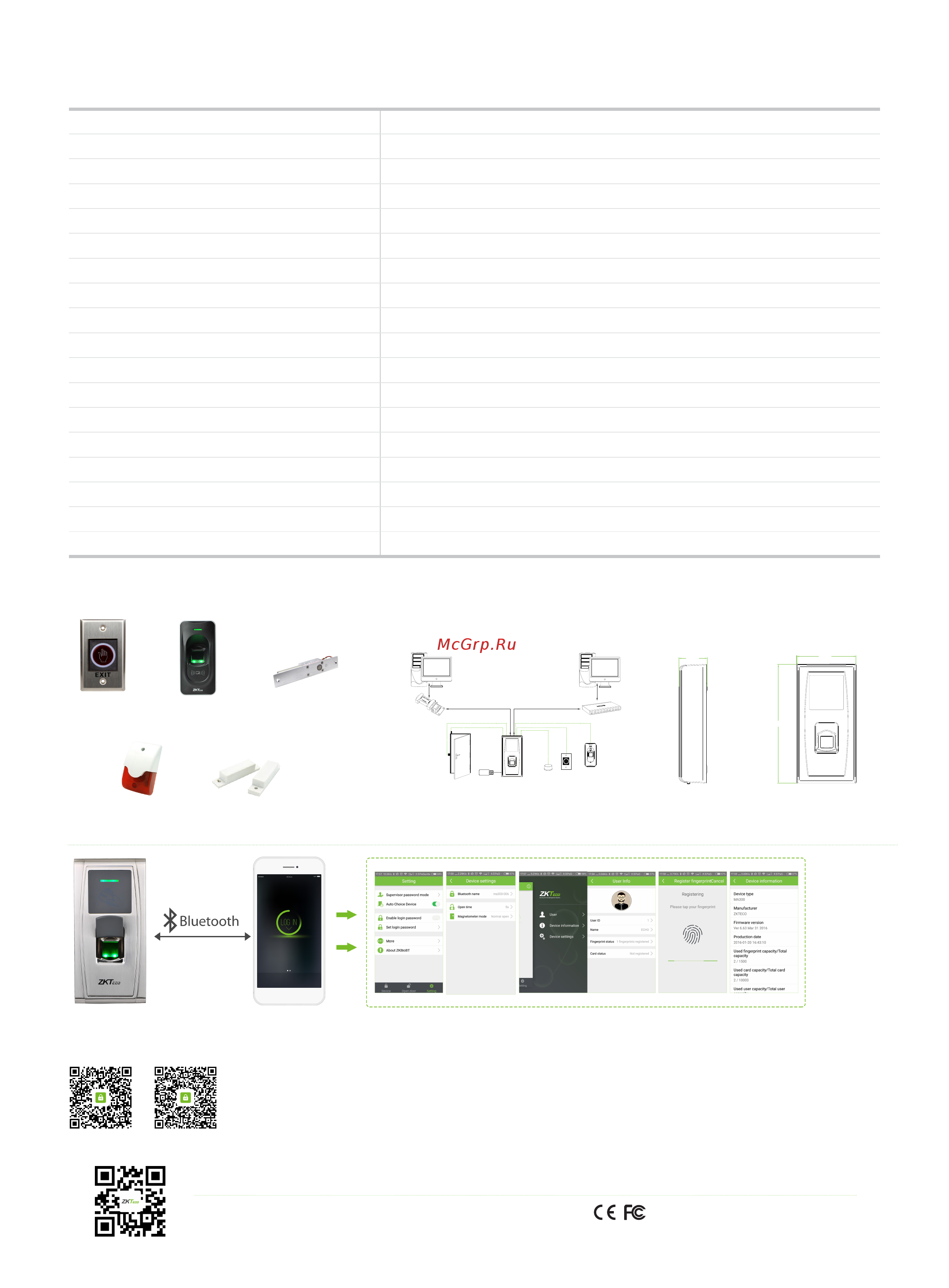 Zkteco MA300-BT [2/2] Specifications