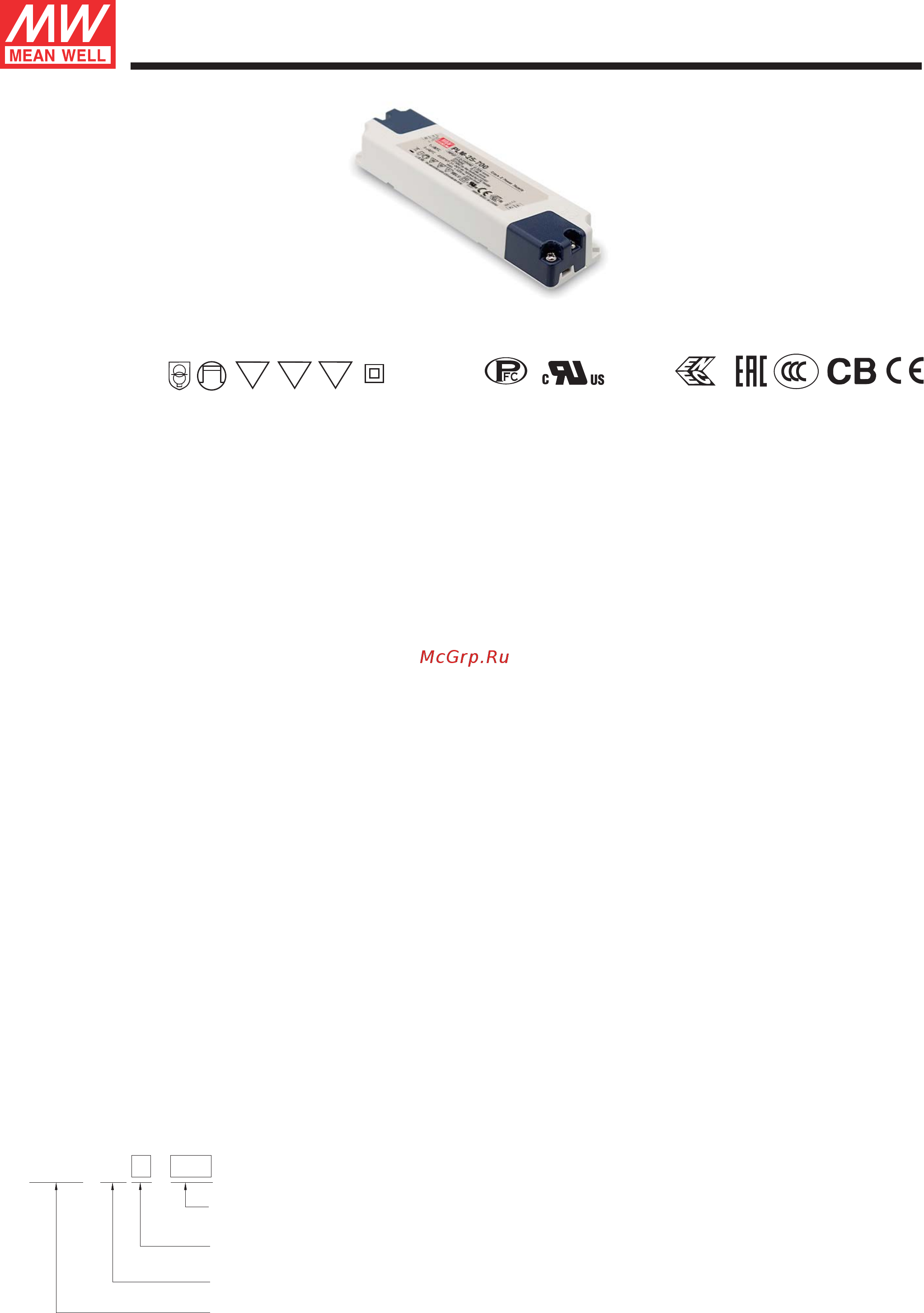 MEAN WELL PLM-25E-1050 Datasheet онлайн