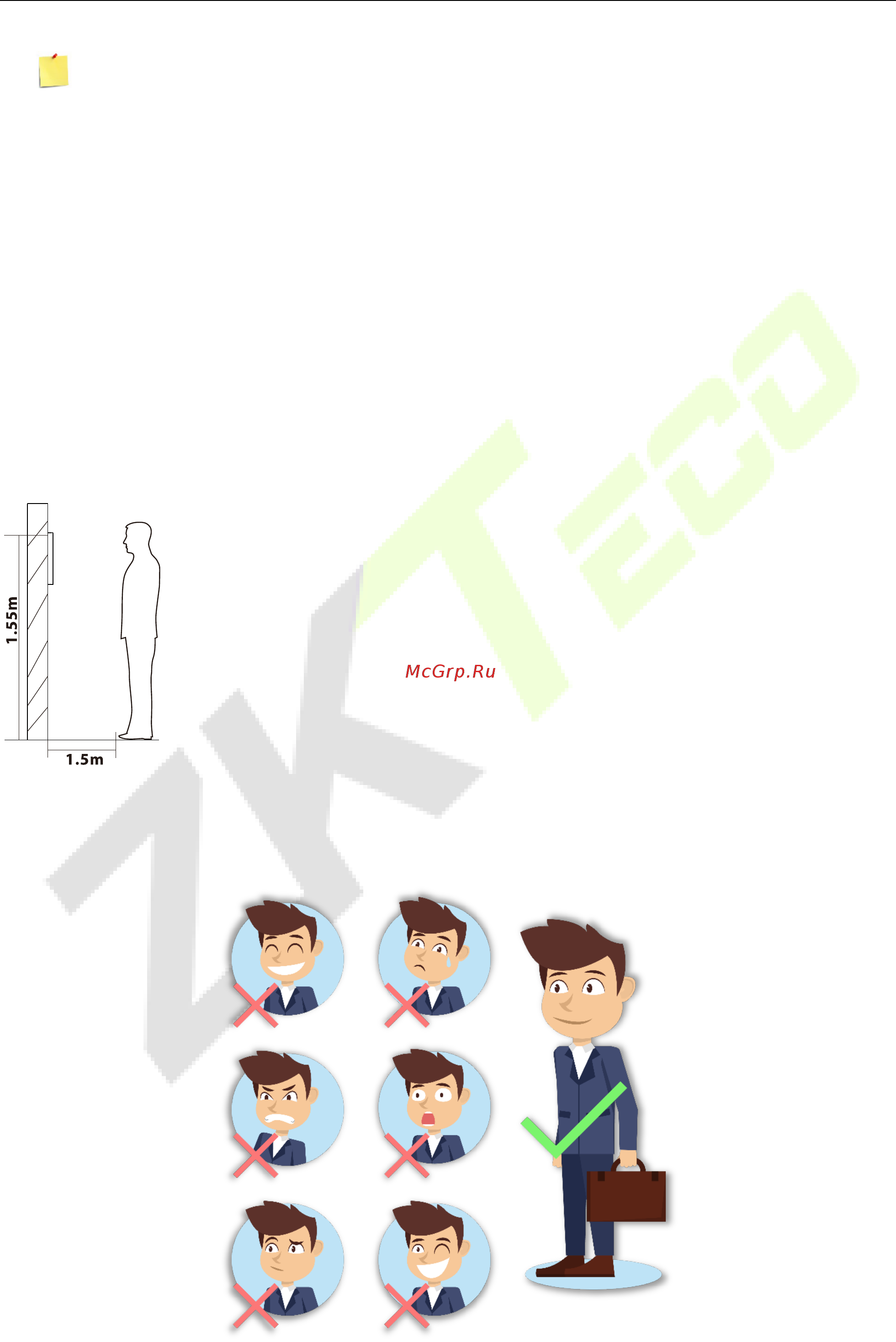 Zkteco G4L [12/93] Положение стоя выражение лица и неподвижная поза